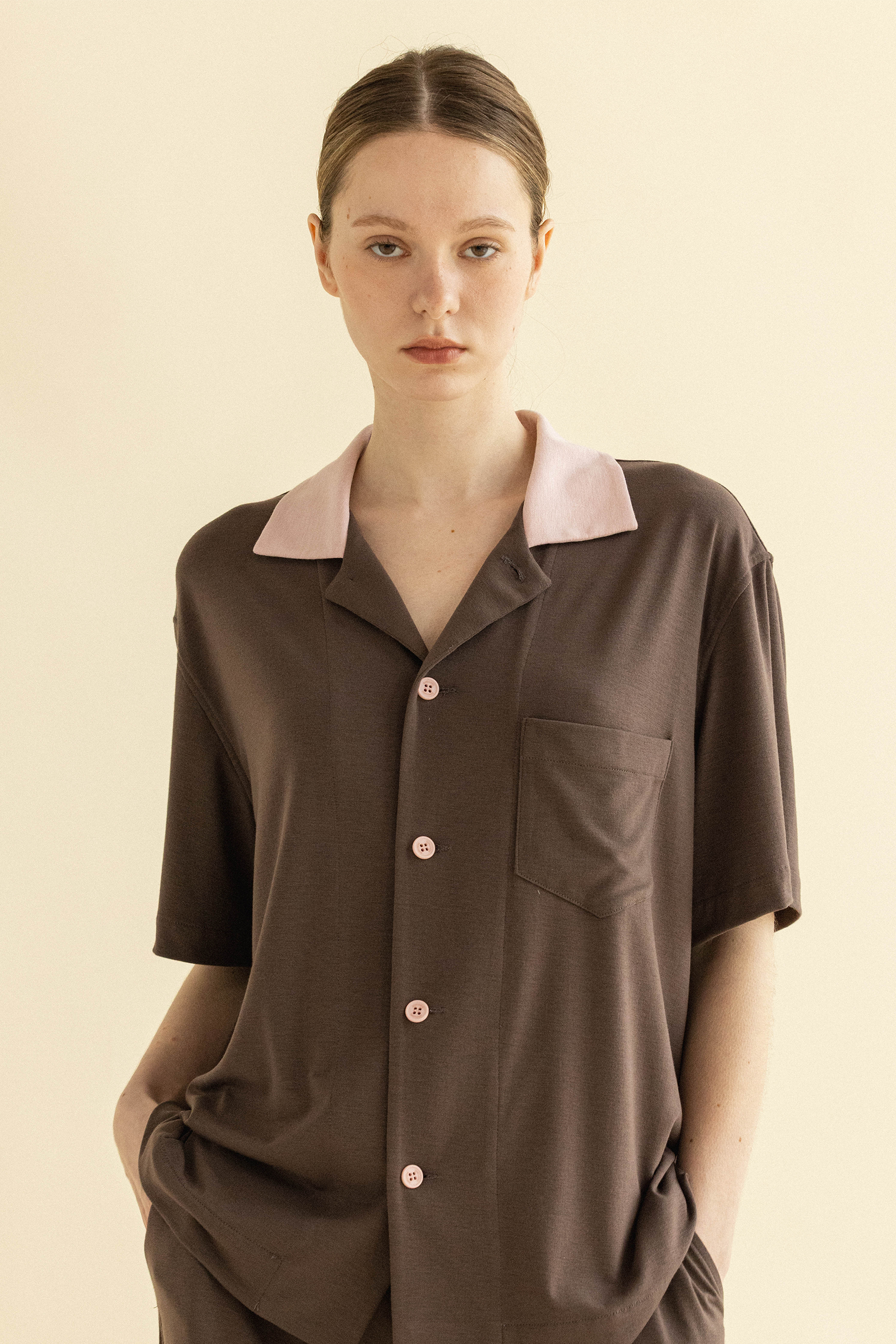 COCOA PINK PAJAMAS SET UP_BROWN