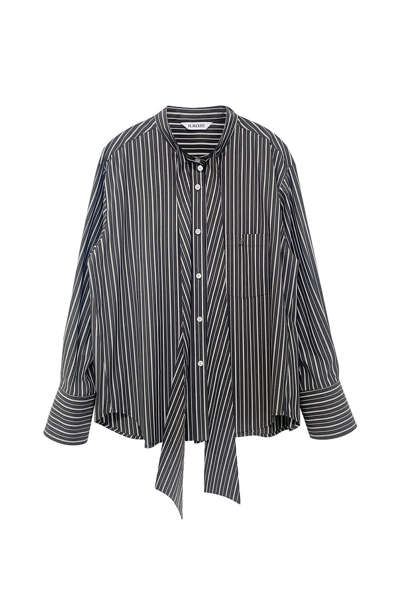 STRIPED SCARF SHIRT_GRIS