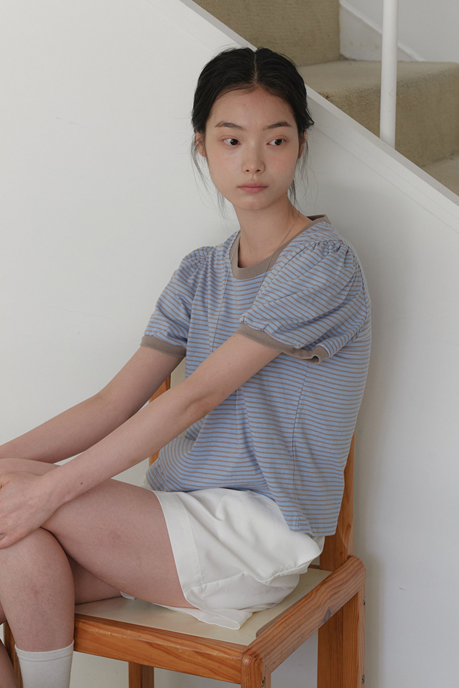 FINE STRIPE T-SHIRT_BROWN