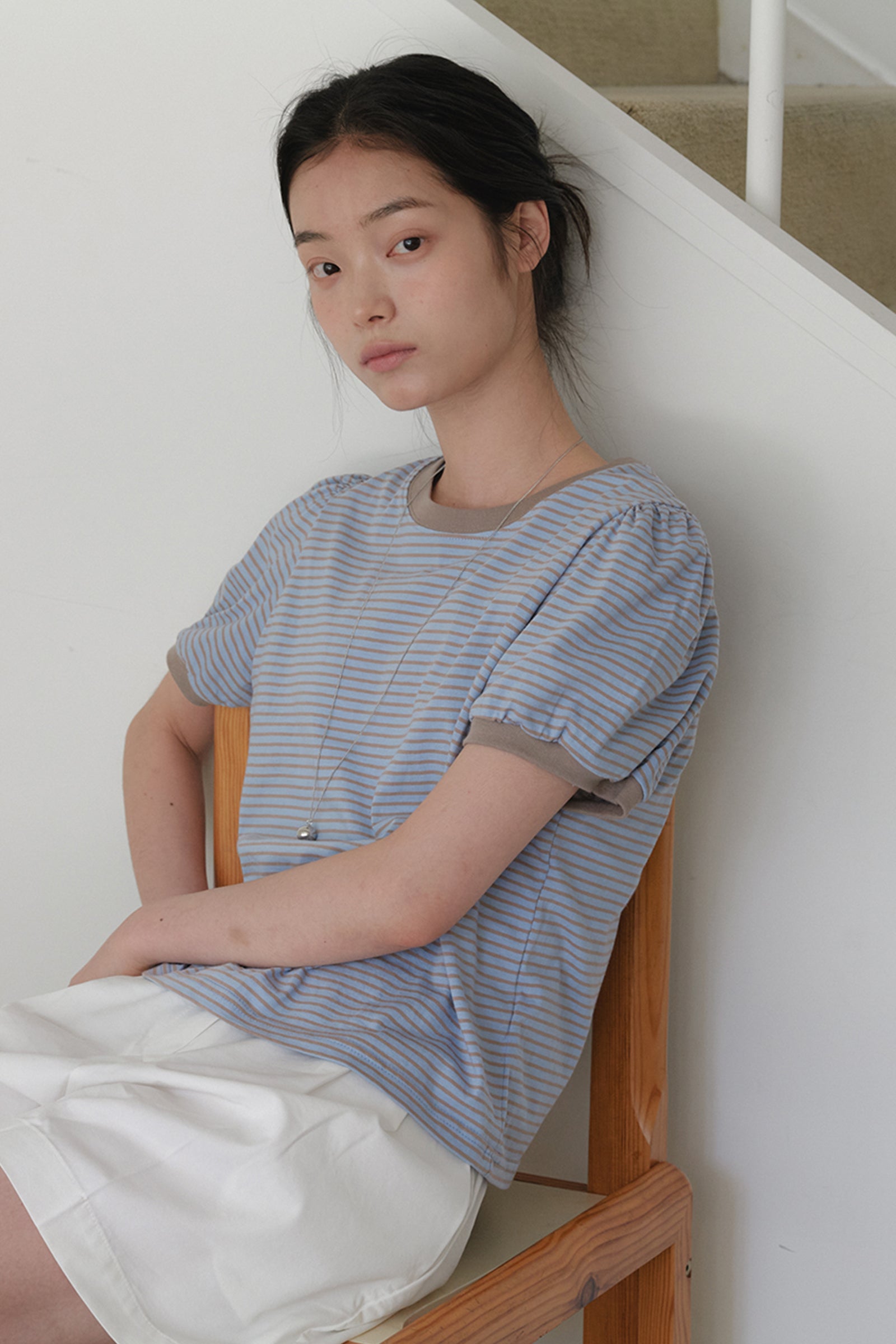 FINE STRIPE T-SHIRT_BROWN