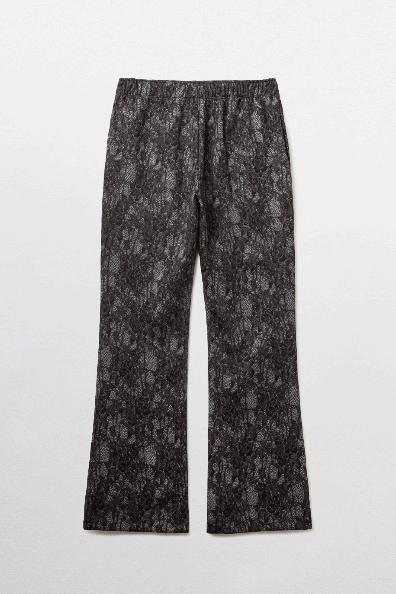 PANTALON BOOTCUT IMPRIMÉ EN DENTELLE_NOIR