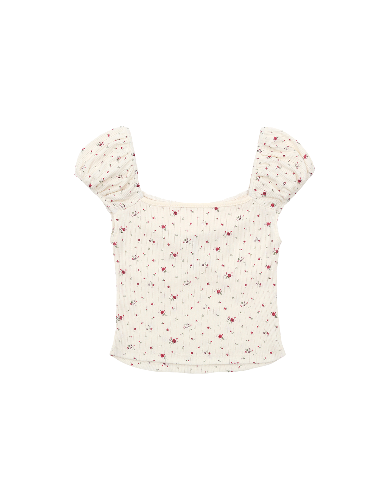 SATIN RIBBON CROP T_FLOWER PRINT