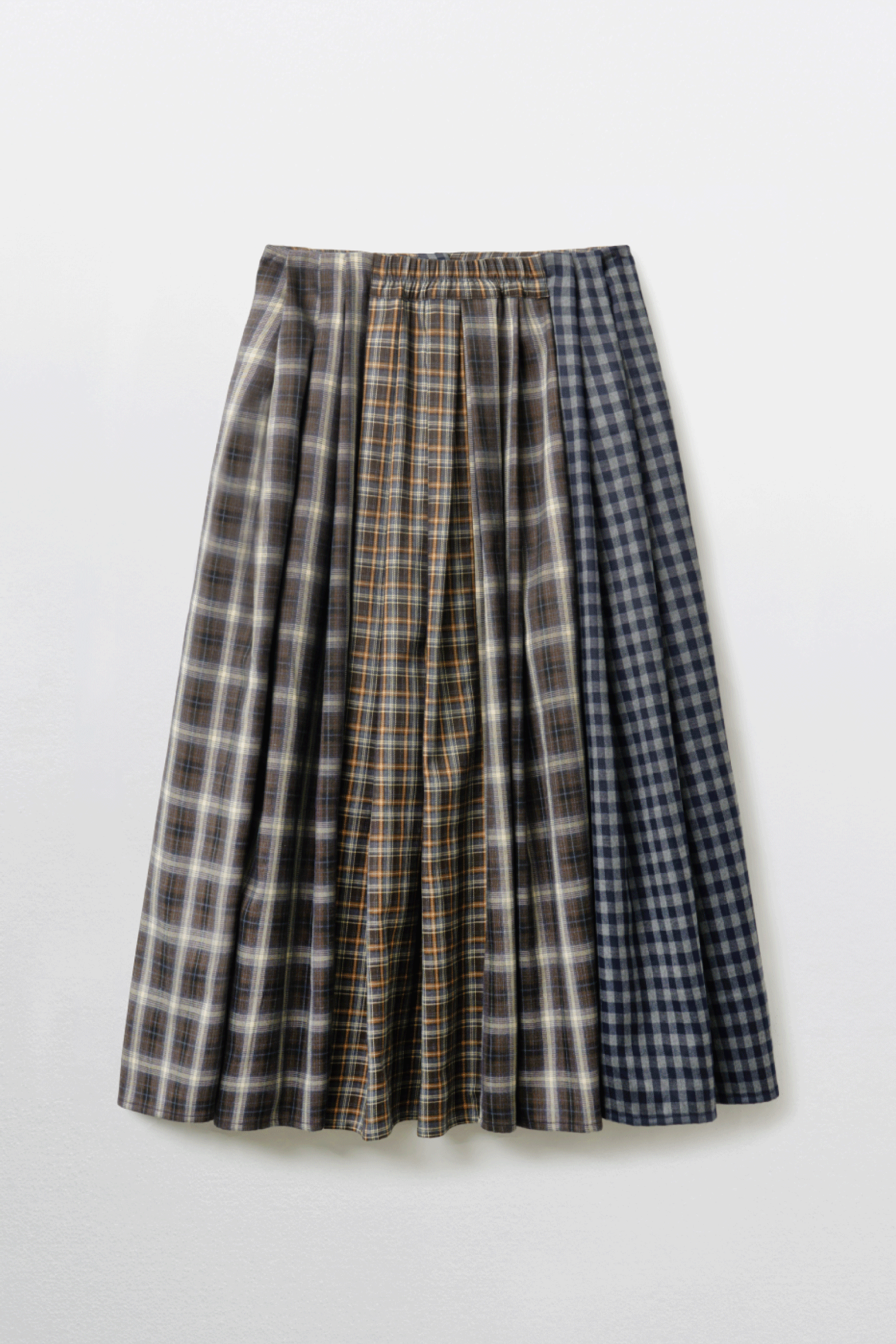 JUPE À CARREAUX MÉLANGÉS_BLEU MARINE