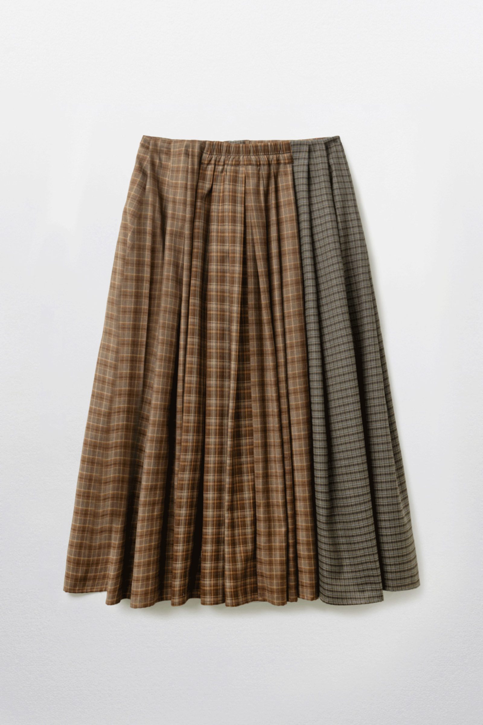 JUPE À CARREAUX MÉLANGÉS_MARRON