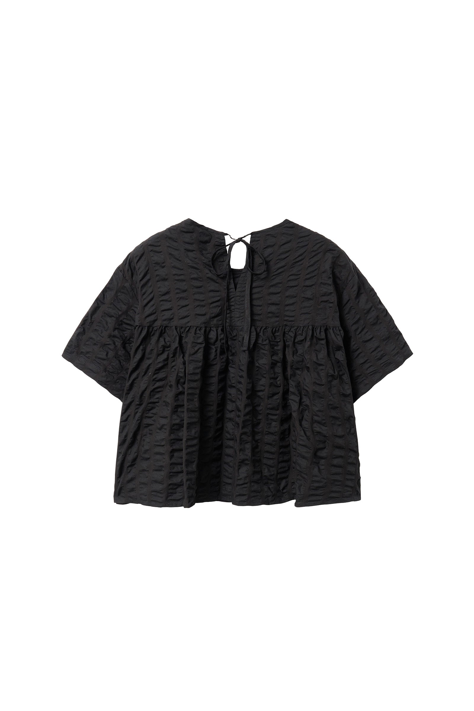 A LINE RIPPLE CROP SHIRTS_BLACK