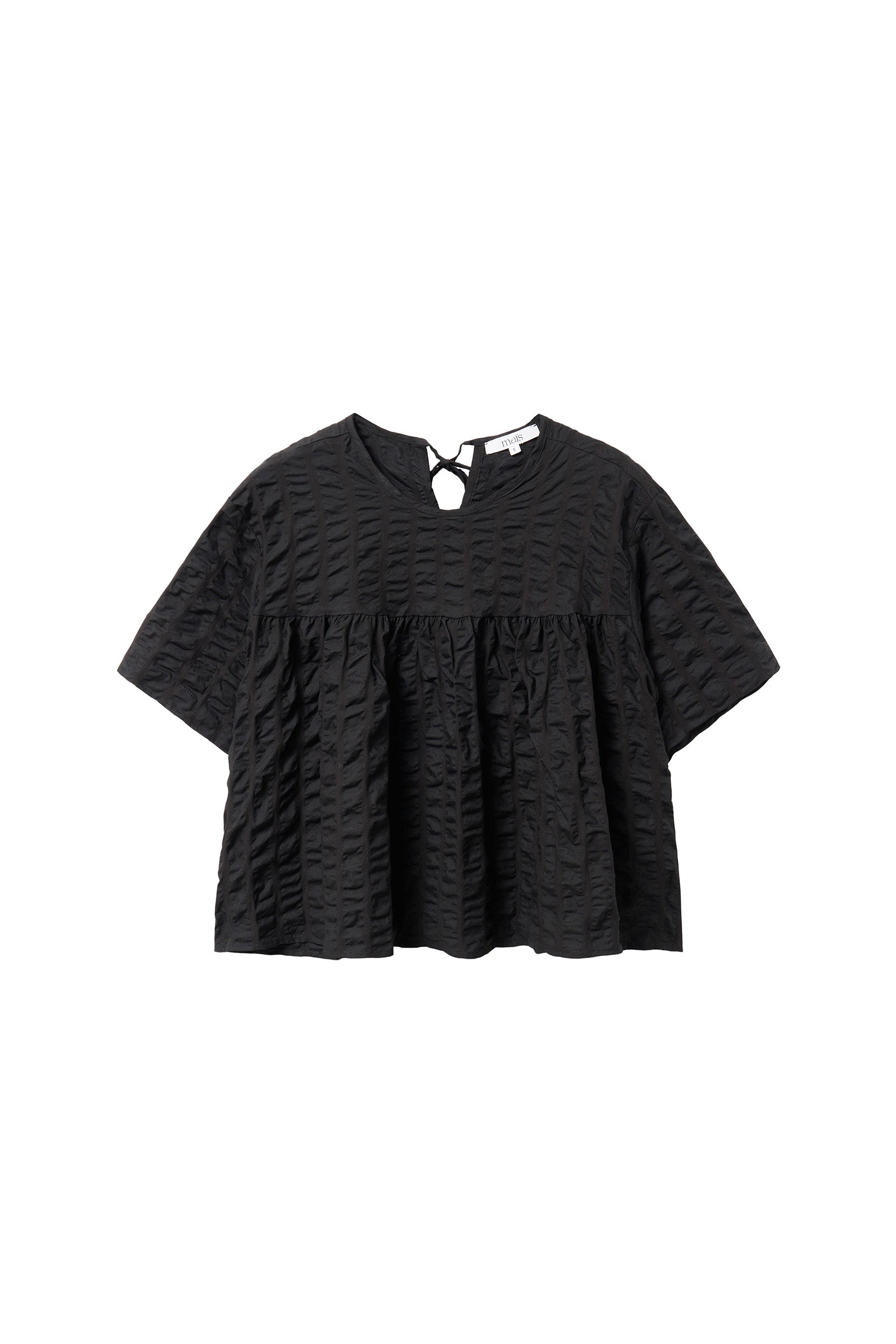 A LINE RIPPLE CROP SHIRTS_BLACK