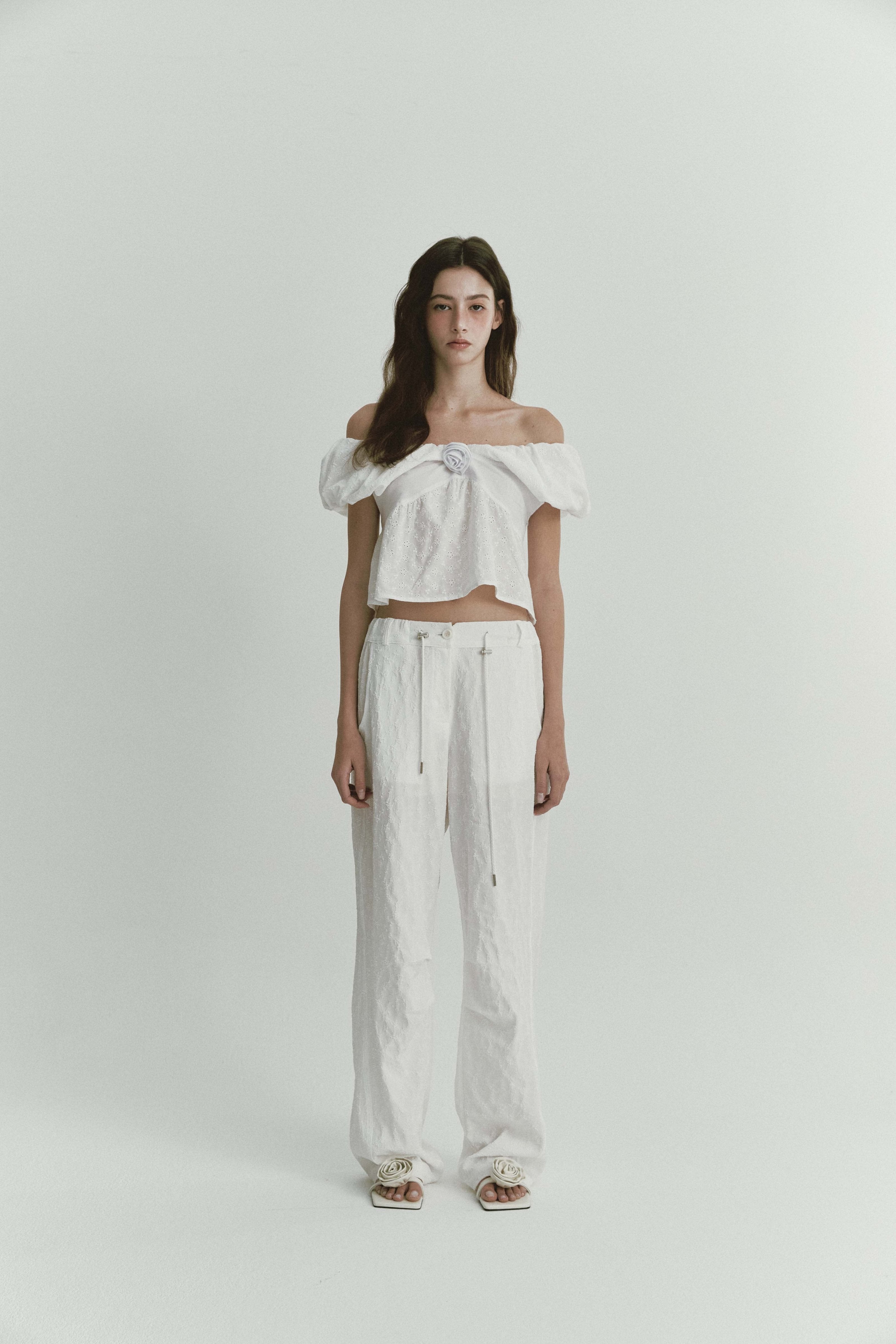 JACQUARD WIDE PANTS_BLANC