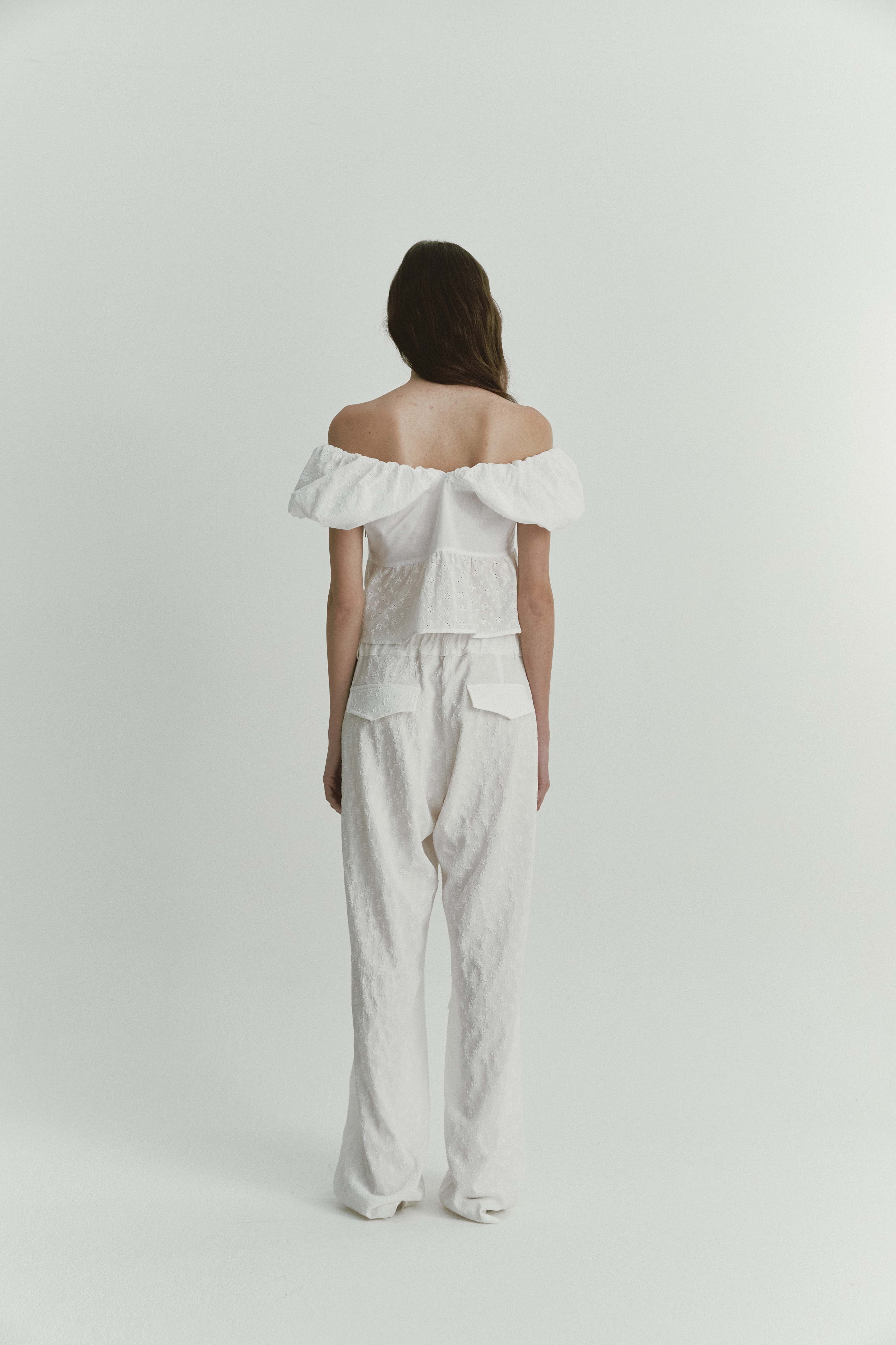 JACQUARD WIDE PANTS_BLANC