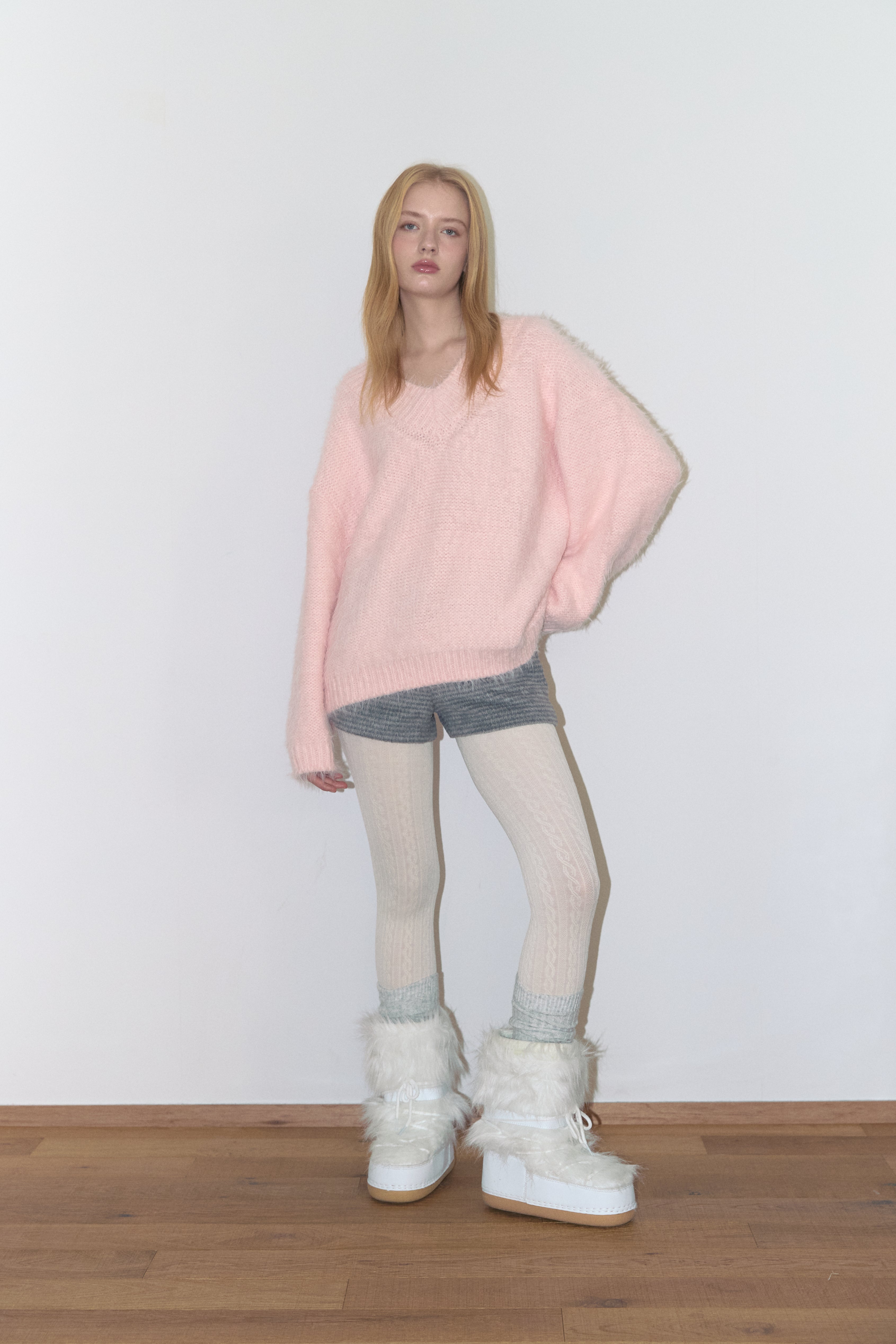 ANGEL V NECK KNIT_PINK