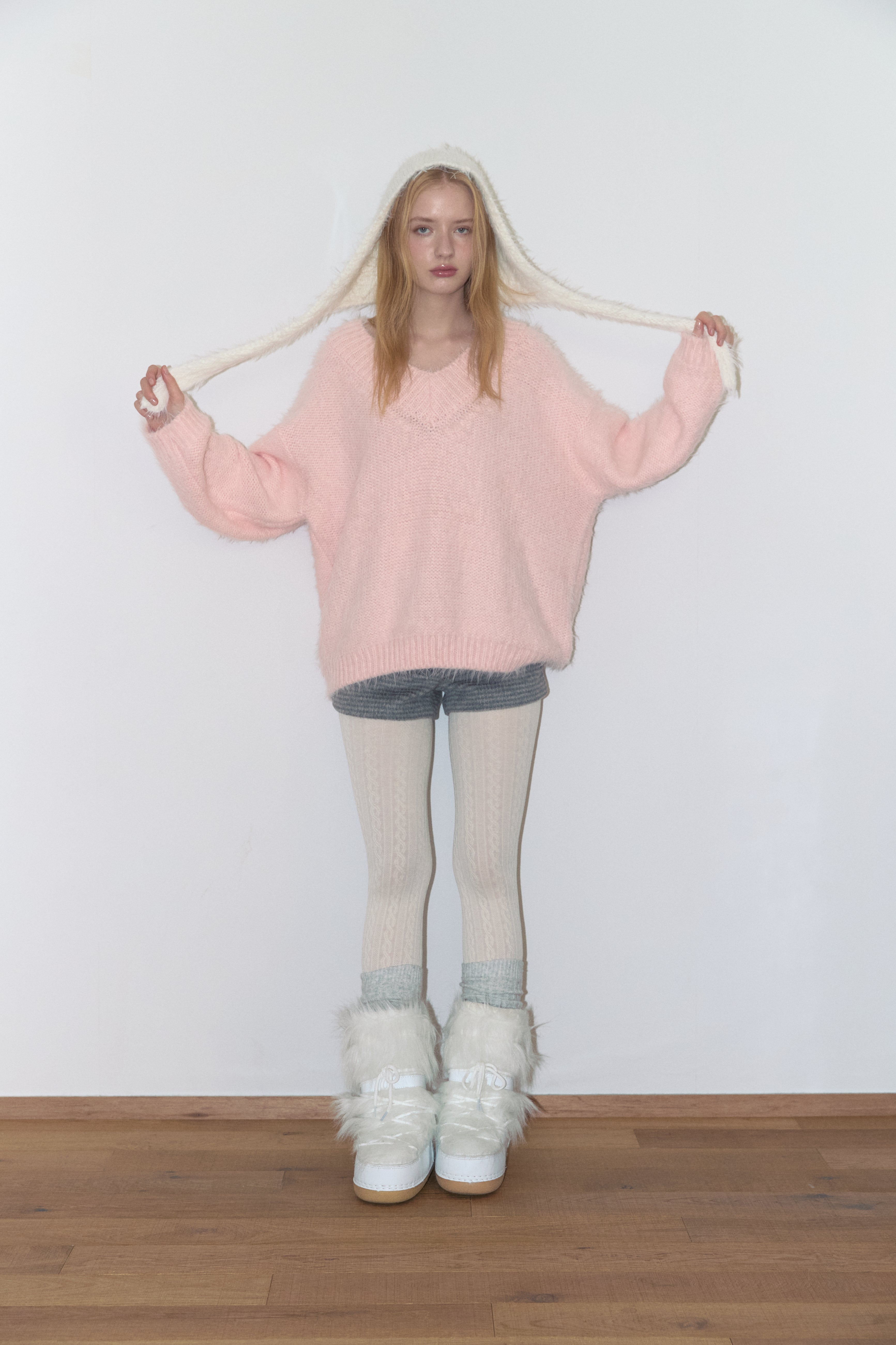 ANGEL V NECK KNIT_PINK