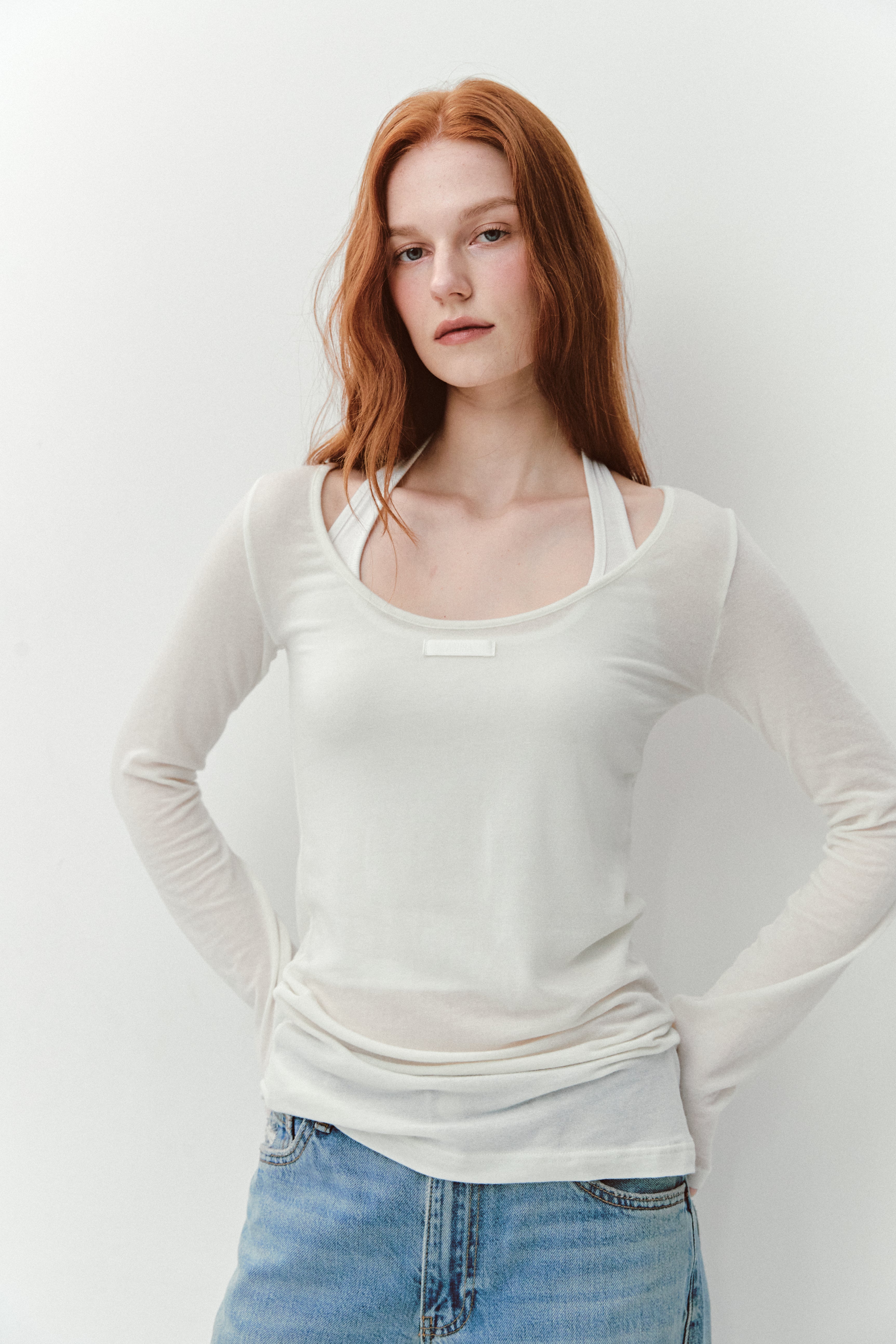 AS BASIC SCOOP NECK TSHIRT_IVORY