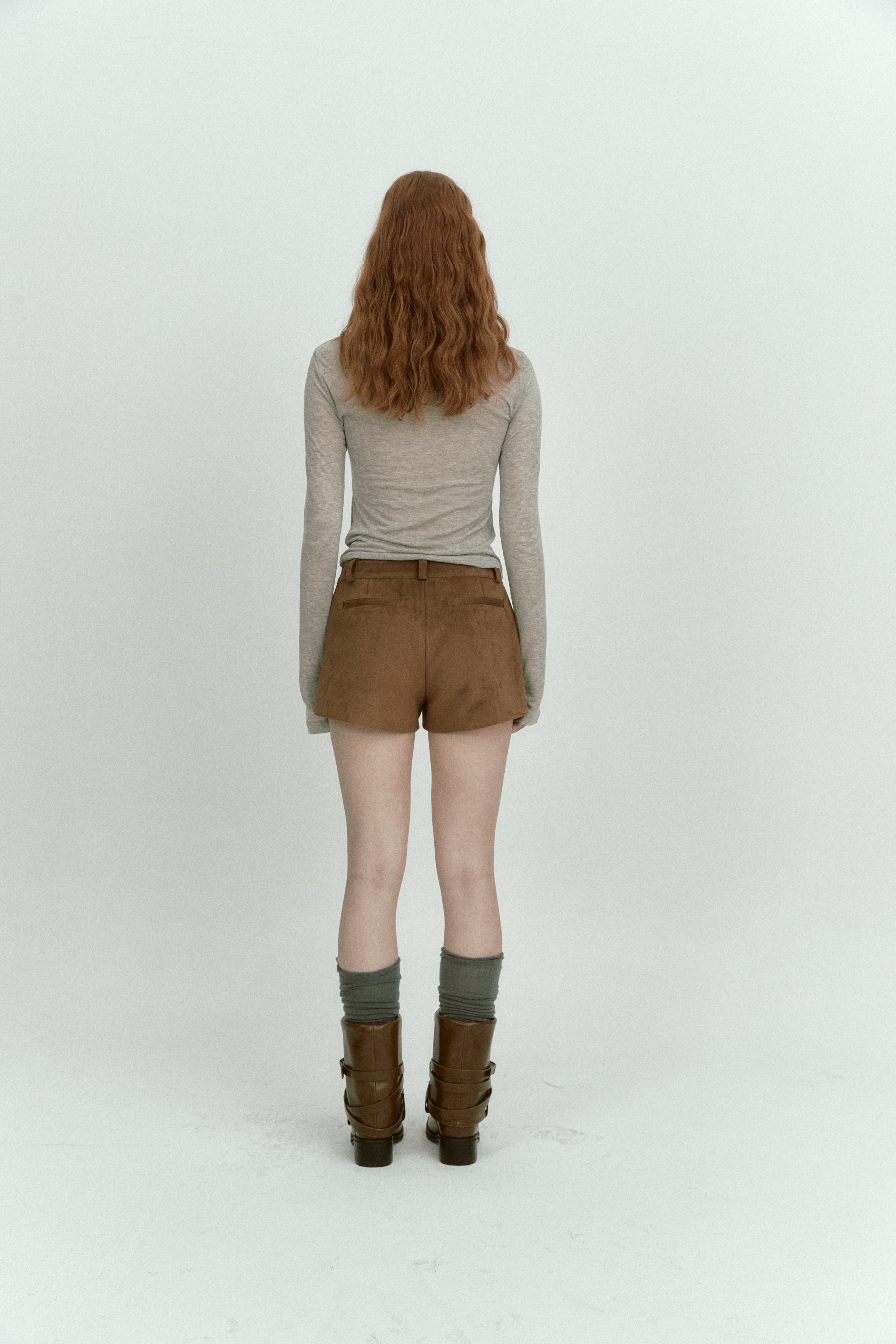 STITCH SUEDE MICRO PANTS_MARRON