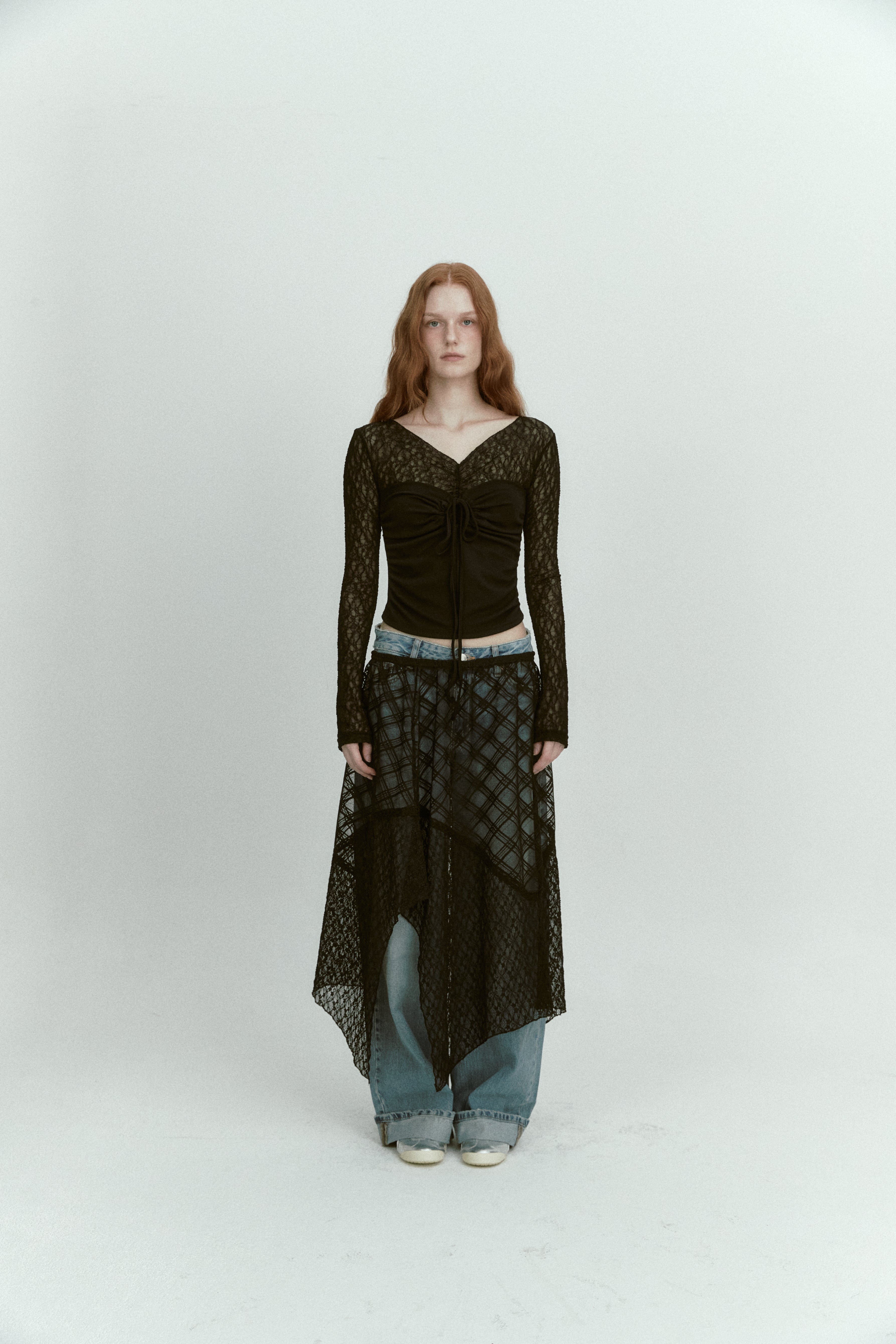 SEE-THROUGH LAYERED SKIRT_NOIR