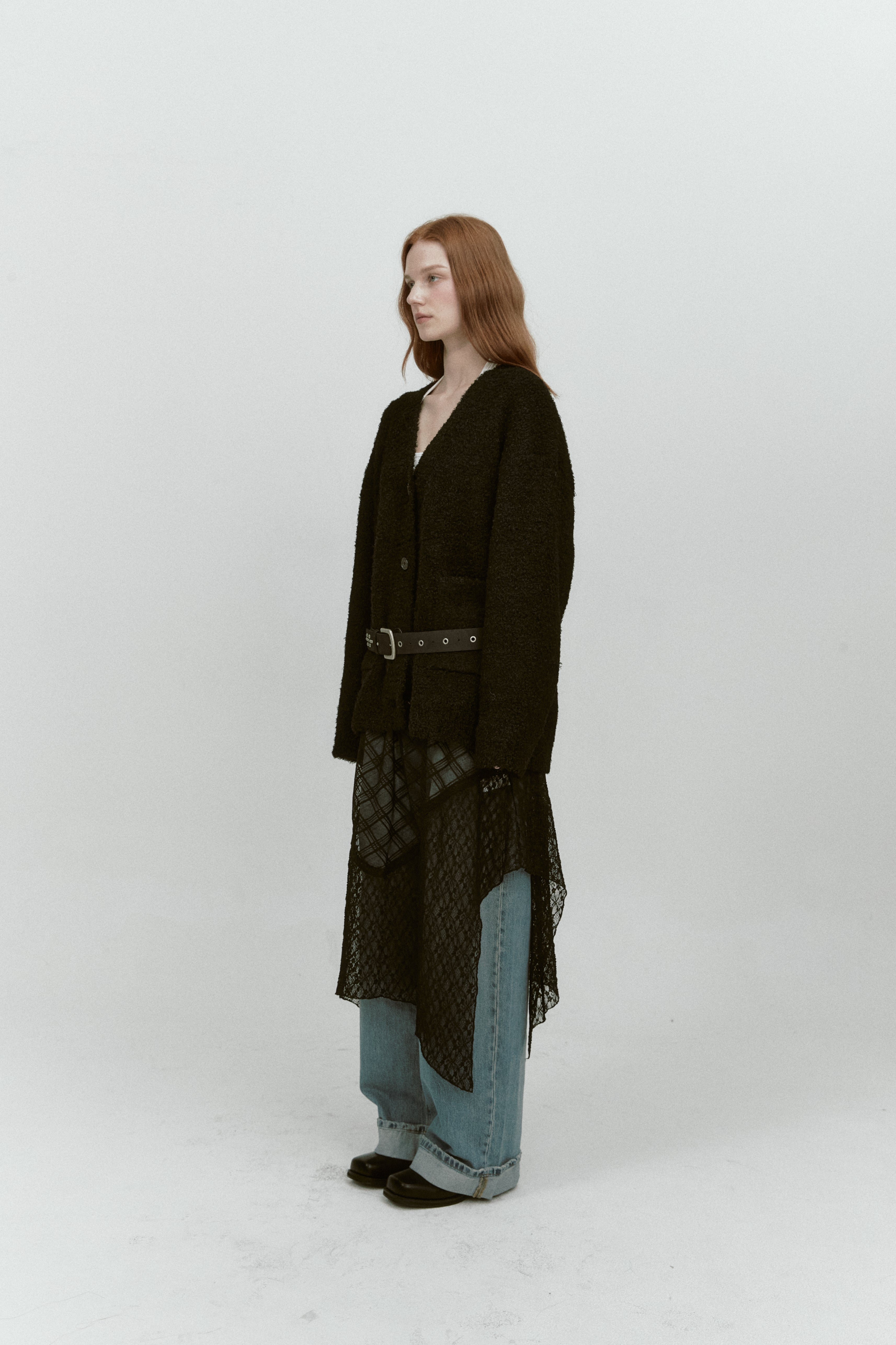 WHIRLY FUR KNIT CARDIGAN_NOIR