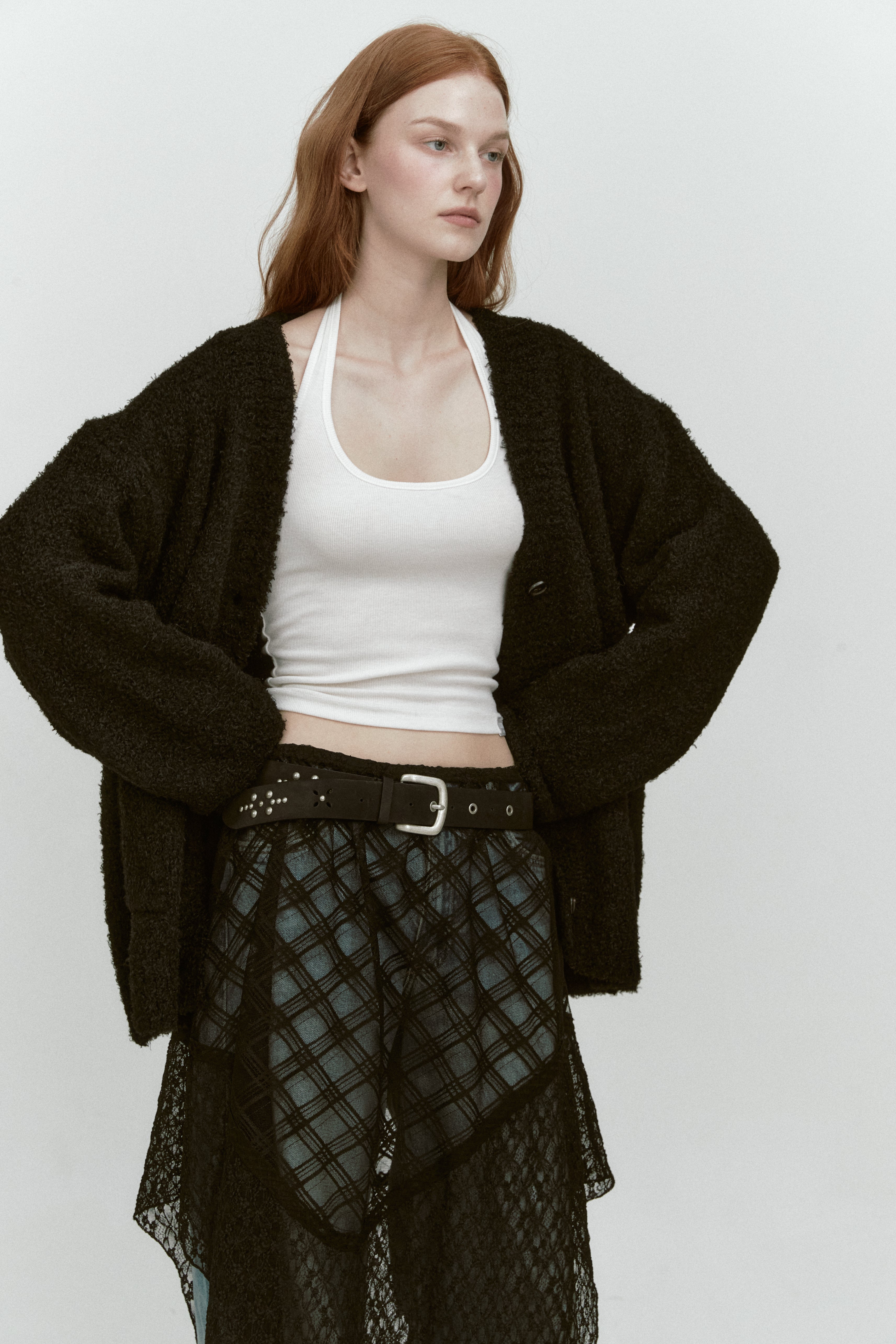 WHIRLY FUR KNIT CARDIGAN_NOIR