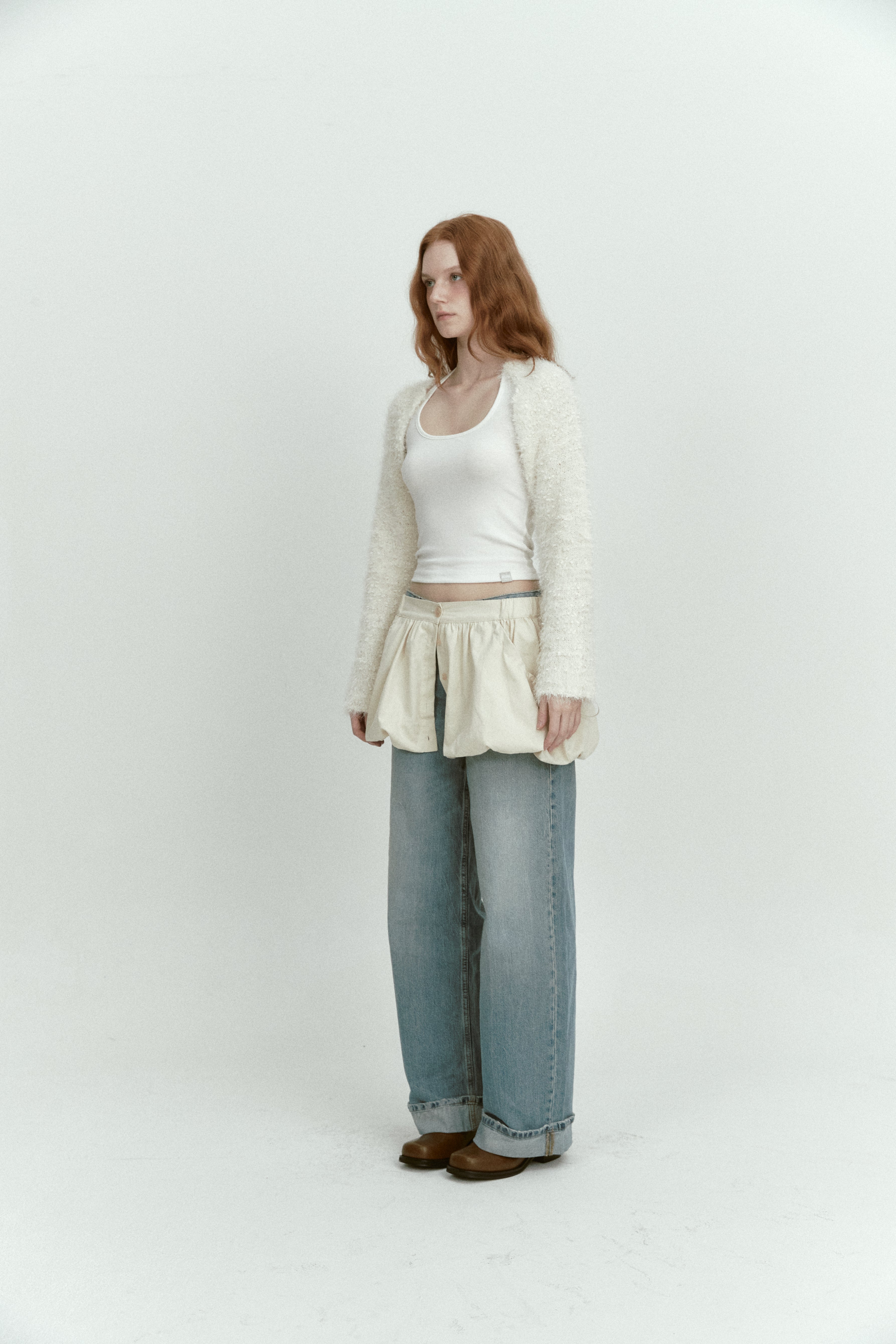 LAYERED POCKET BALLOON SKIRT_CREAM