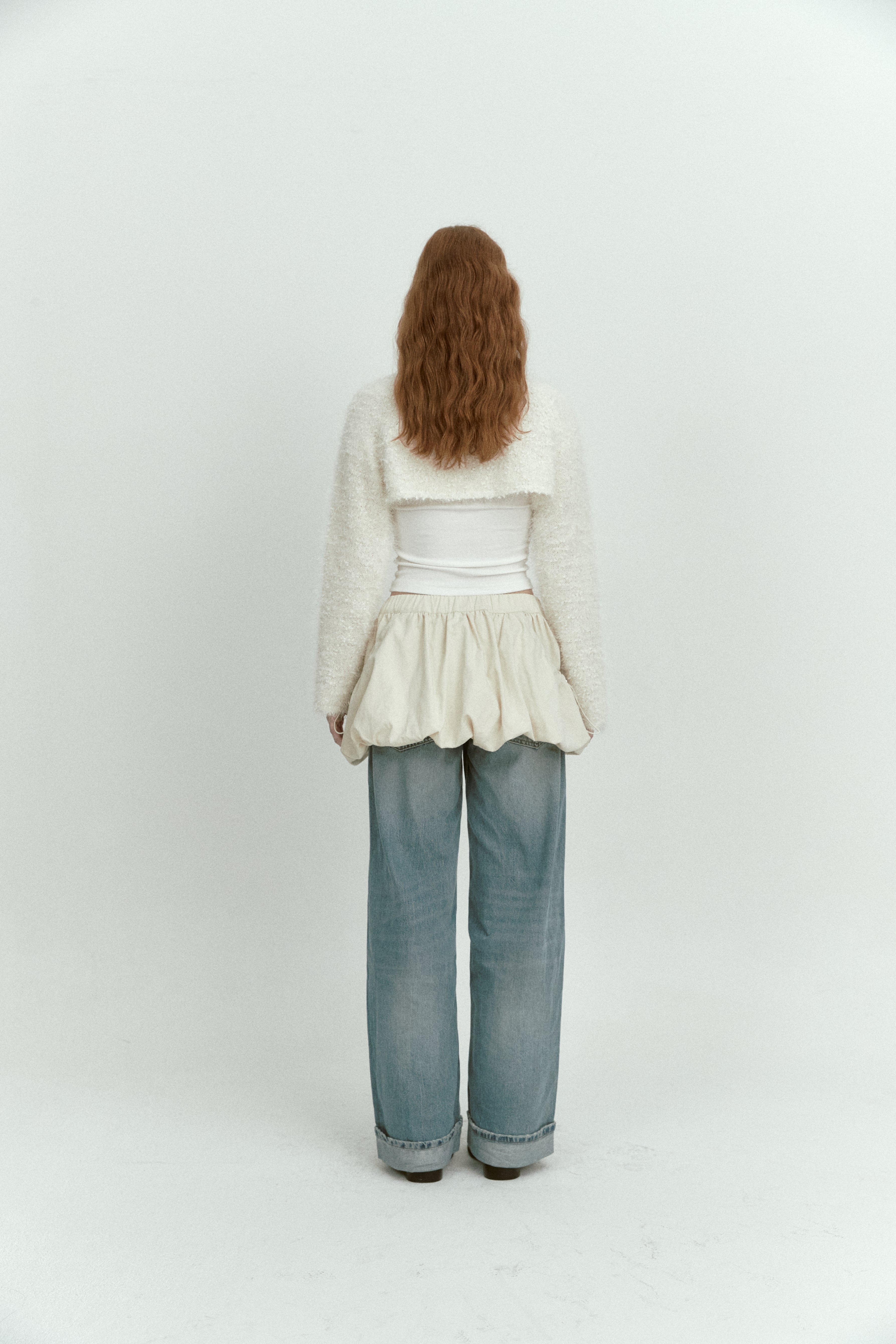 LAYERED POCKET BALLOON SKIRT_CREAM