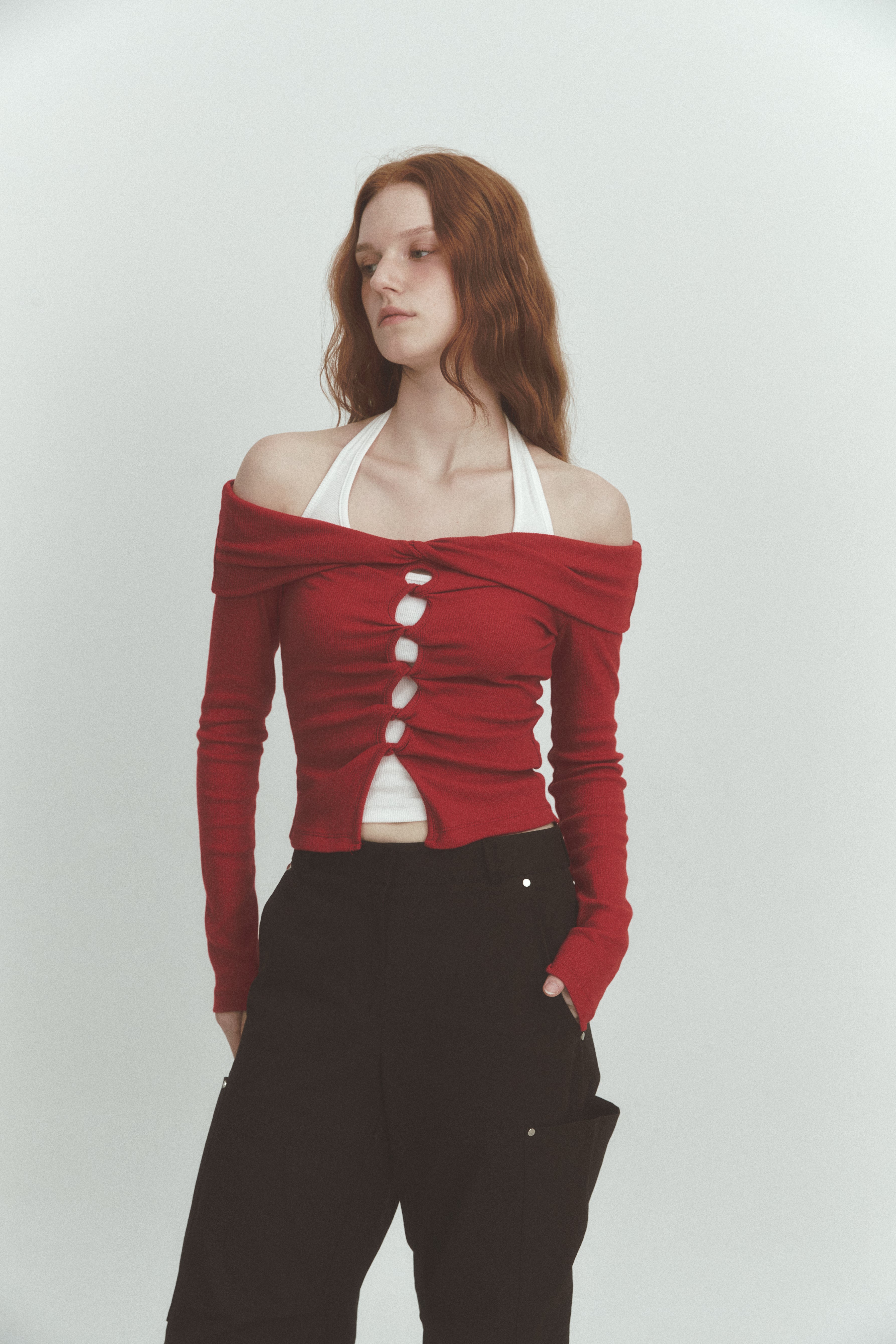 TWIST OFF SHOULDER T_ROUGE