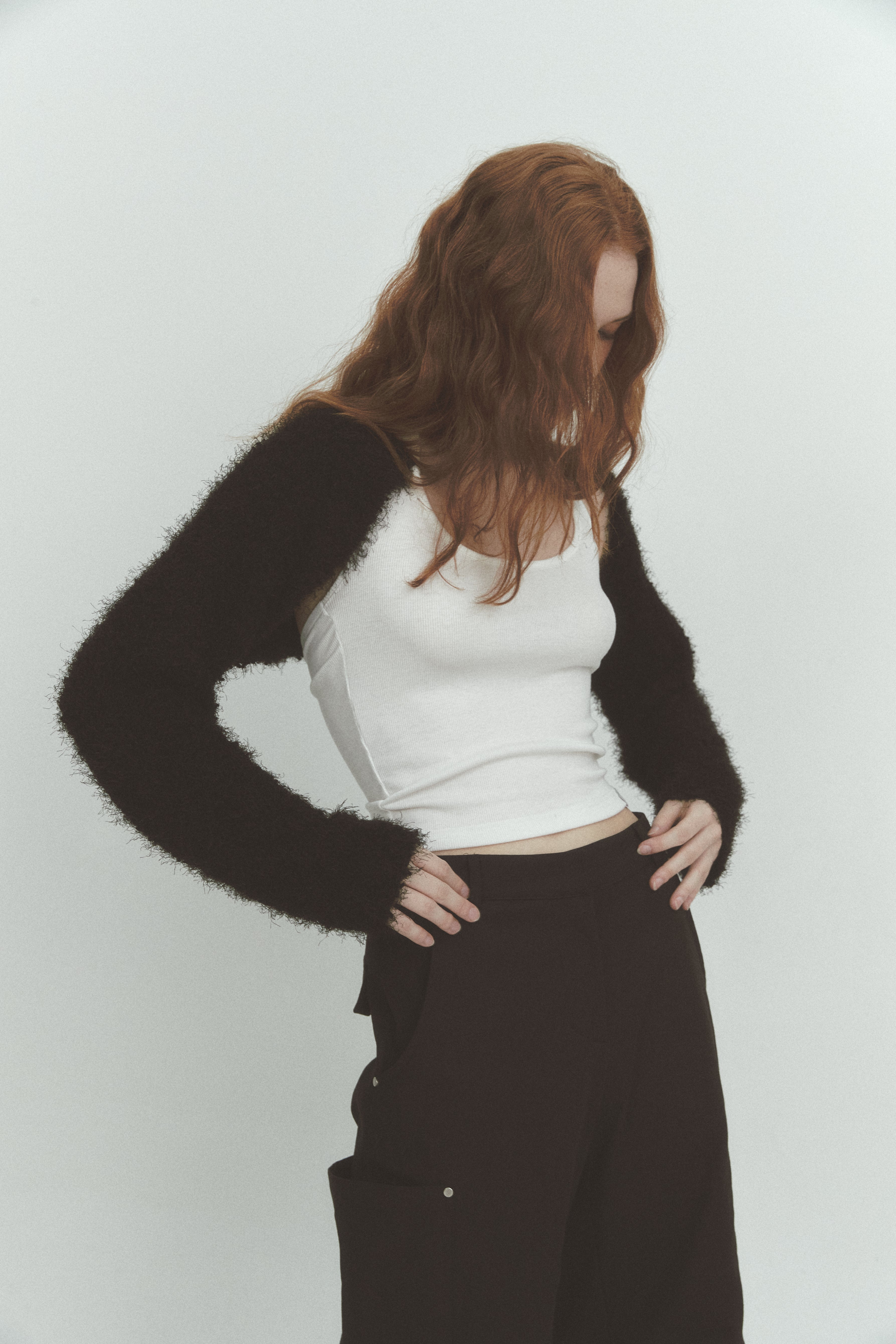 FLUFFY BOUCLE CARDIGAN _NOIR