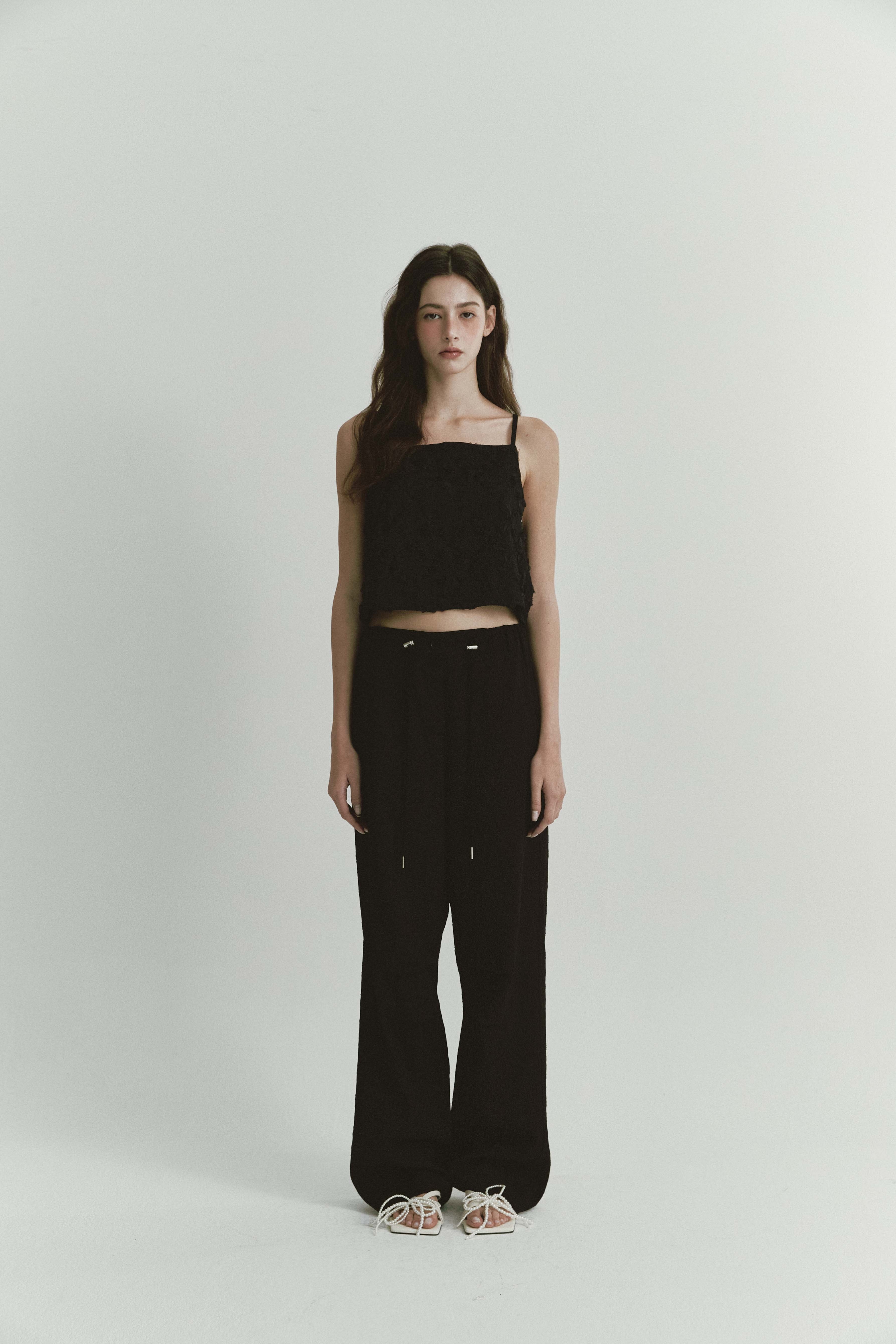 JACQUARD WIDE PANTS_BLACK