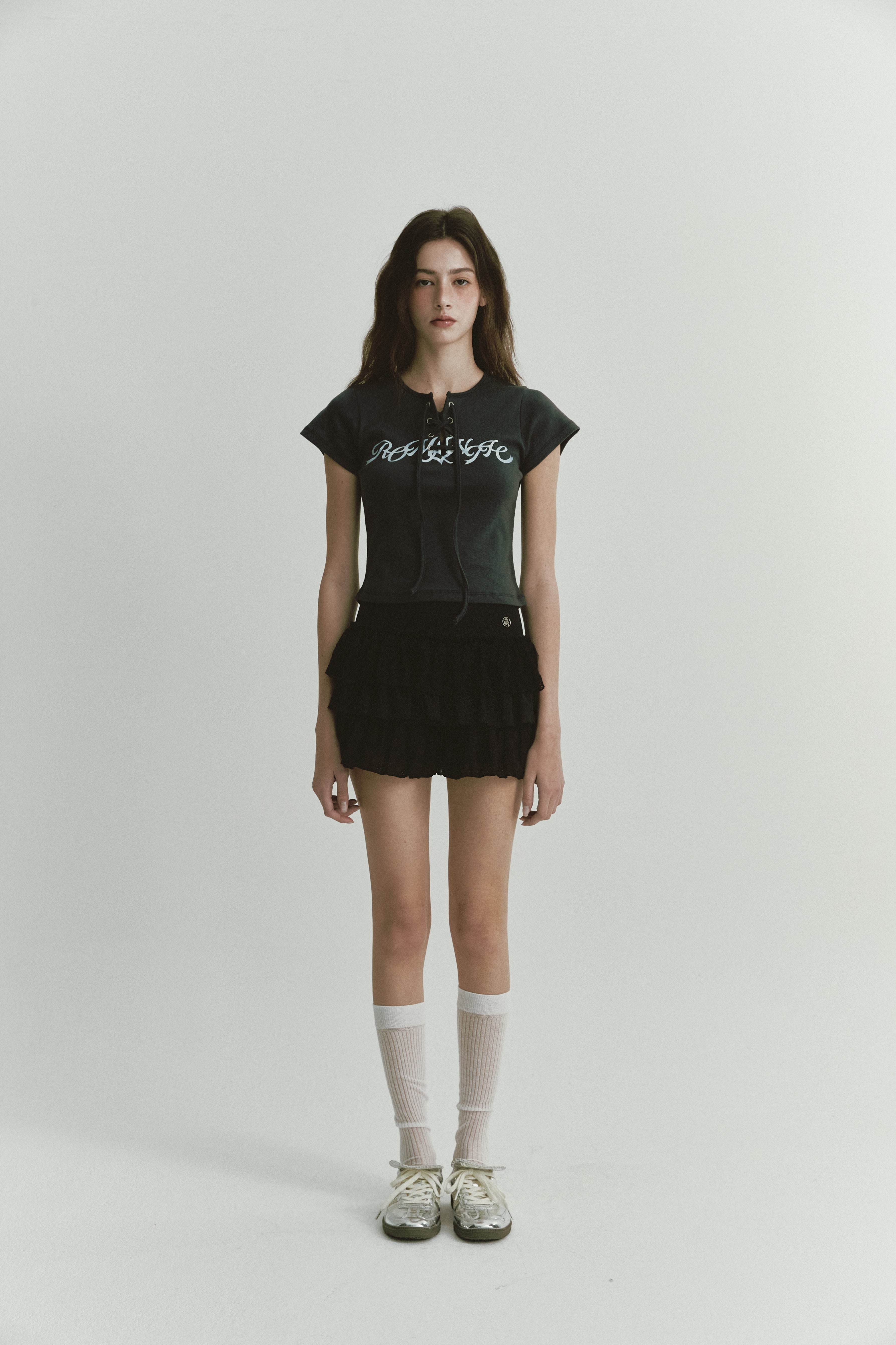 GLITTER LACE UP T_CHARCOAL