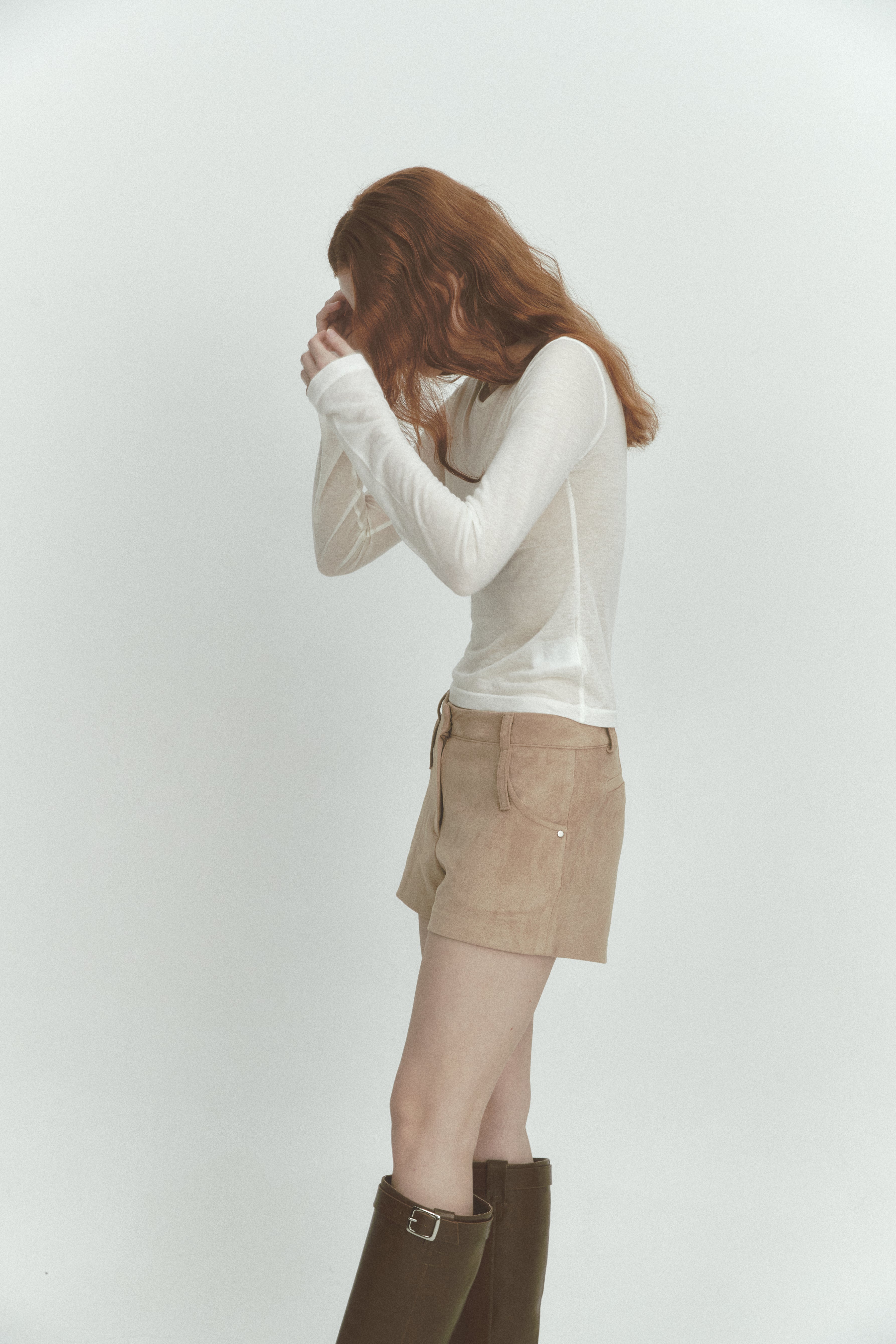 STITCH SUEDE MICRO PANTS_BEIGE