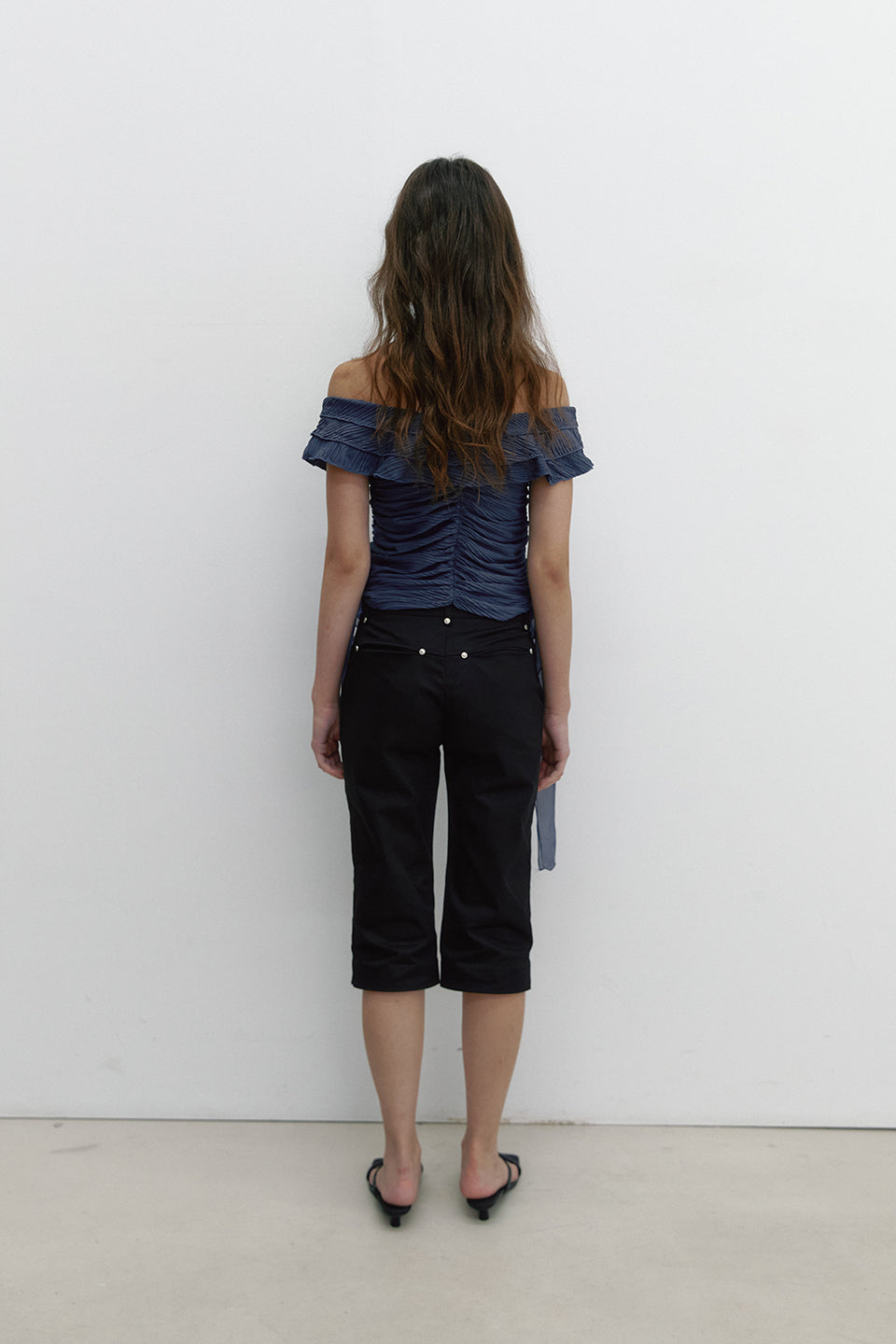 WAVE JACQUARD FRILL T_NAVY