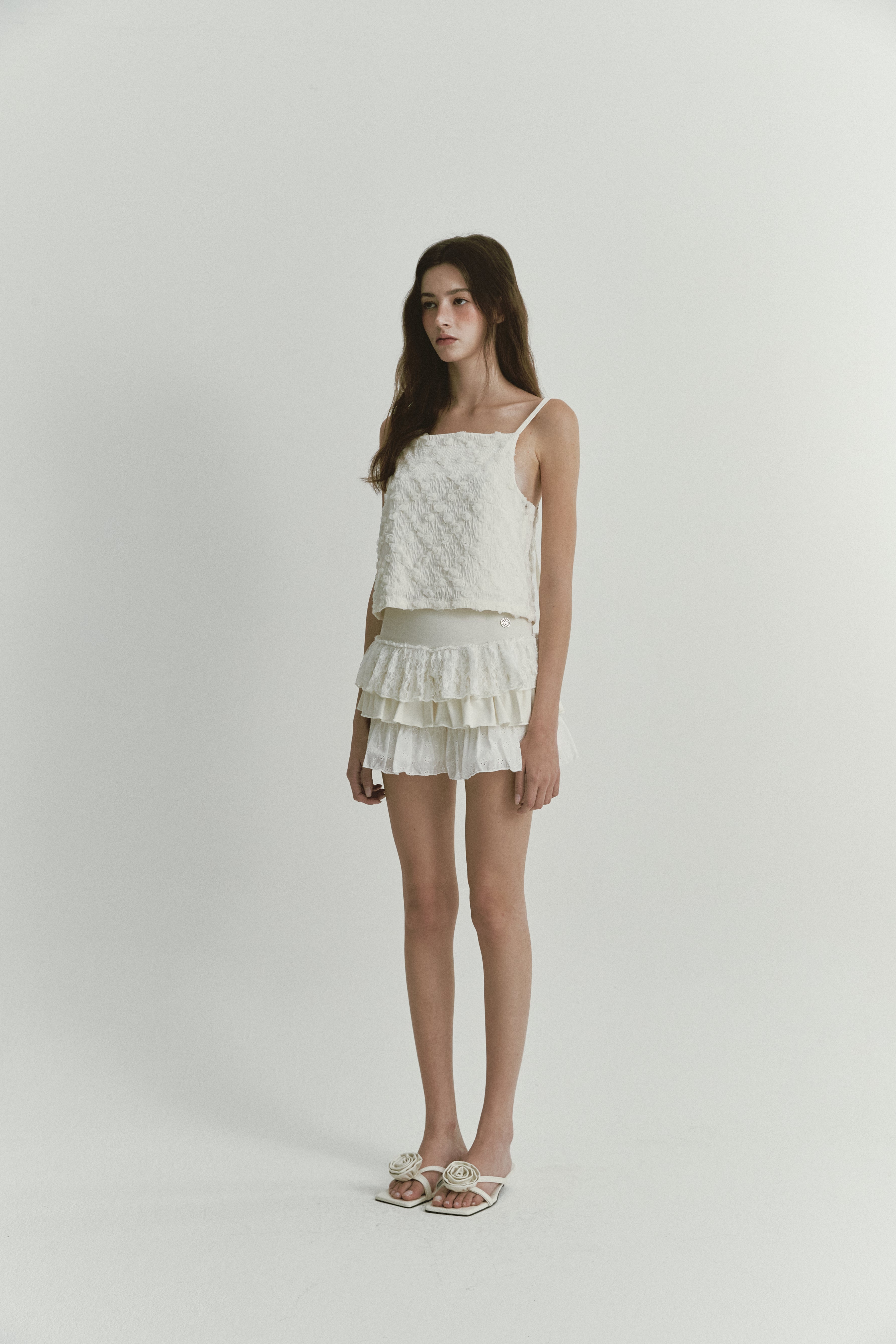 LACE JERSEY CANCAN SKIRT_IVORY