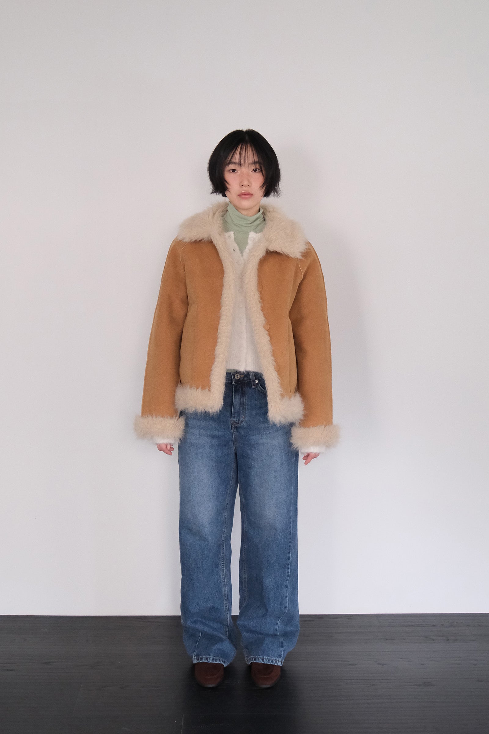 MOUI VESTE MUSTANG RÉVERSIBLE EN PEAU LAINÉE_BEIGE