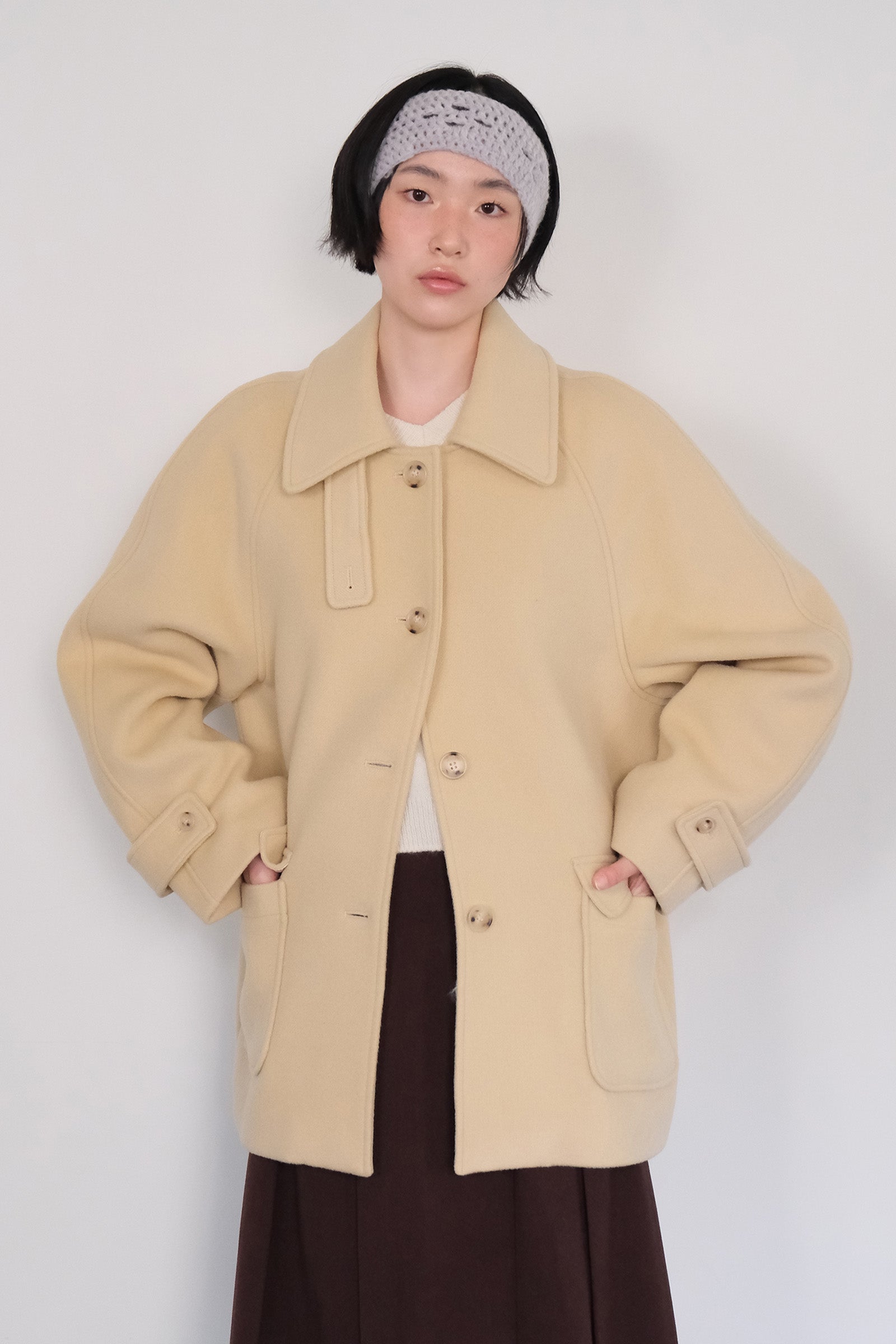 MOUI CLASSIC WOOL HALF COAT_BUTTER