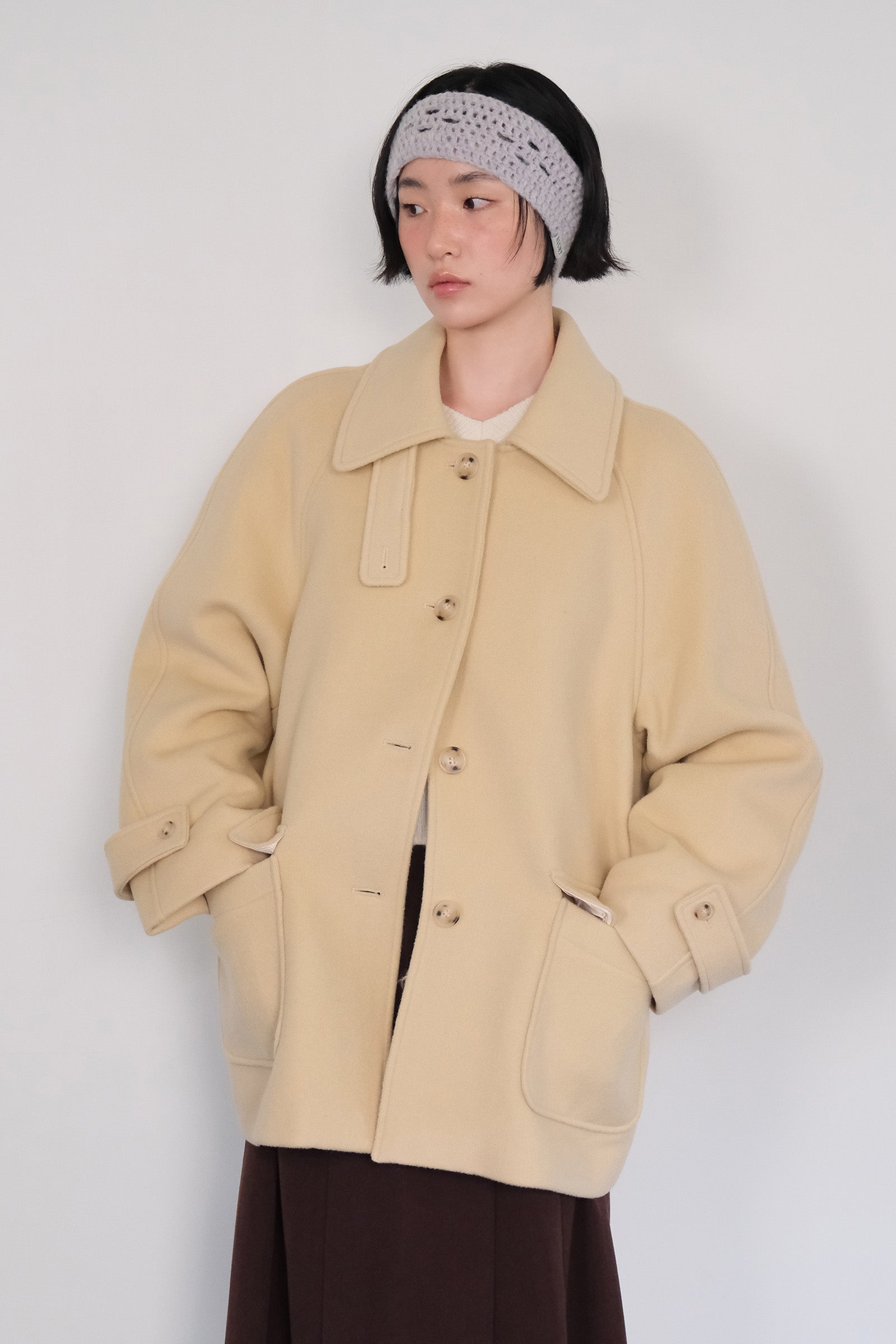 MOUI CLASSIC WOOL HALF COAT_BUTTER