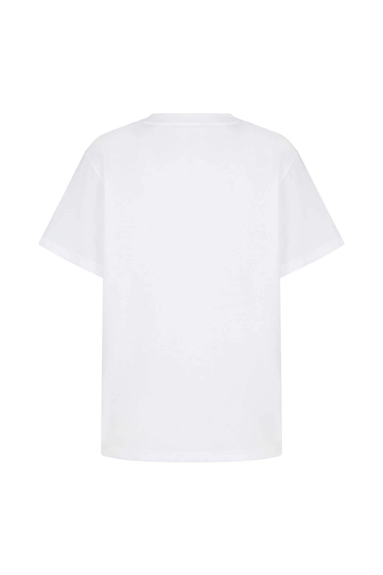 CUT OUT SHOULDER STRING LOGO T-SHIRT_BLANC
