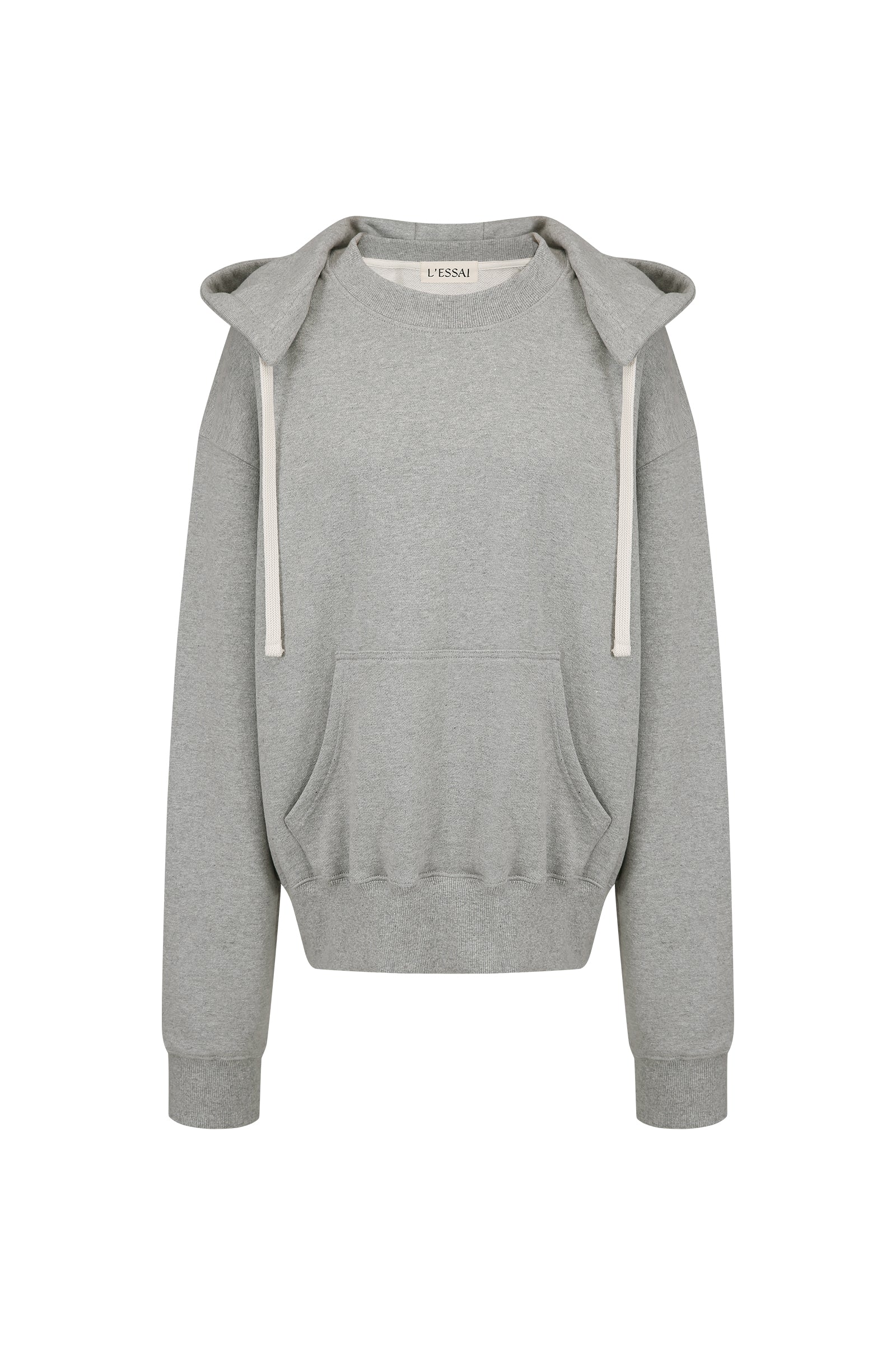 HOODIE OVERSIZE À CAPUCHE DÉTACHABLE EN COTON_GRIS