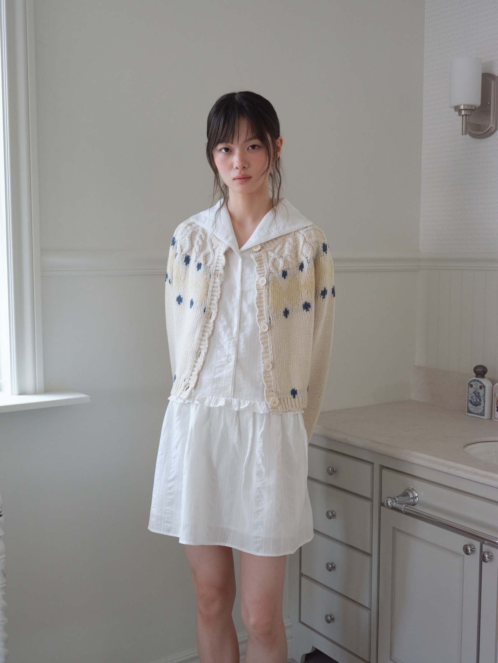 DIAMOND JACQUARD CARDIGAN_IVORY