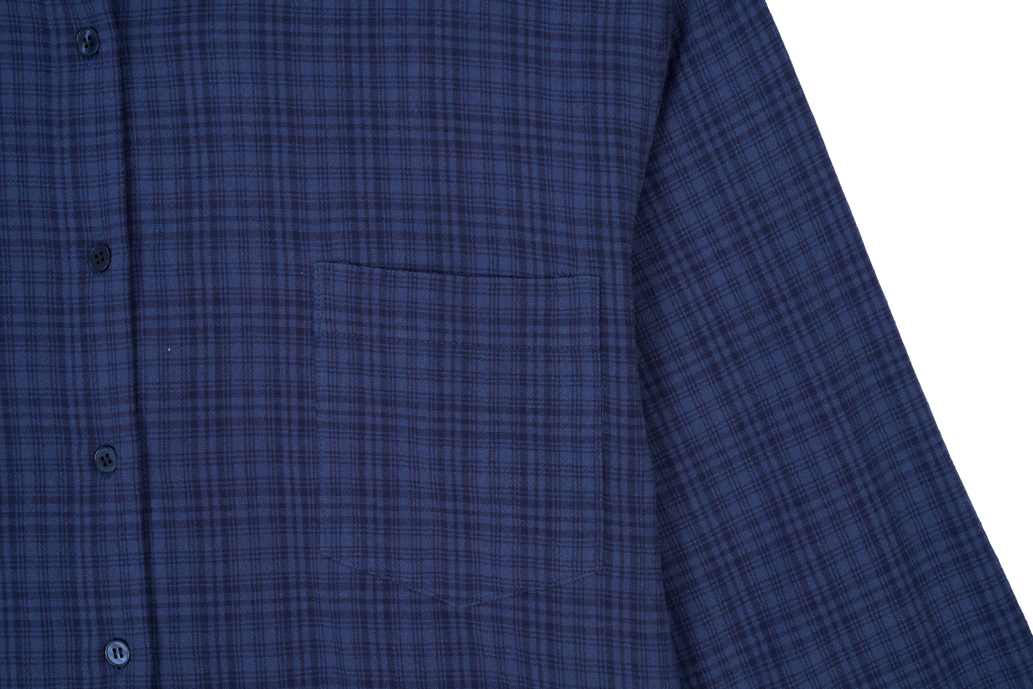 COTTON CHECK SHIRT_BLEU MARINE