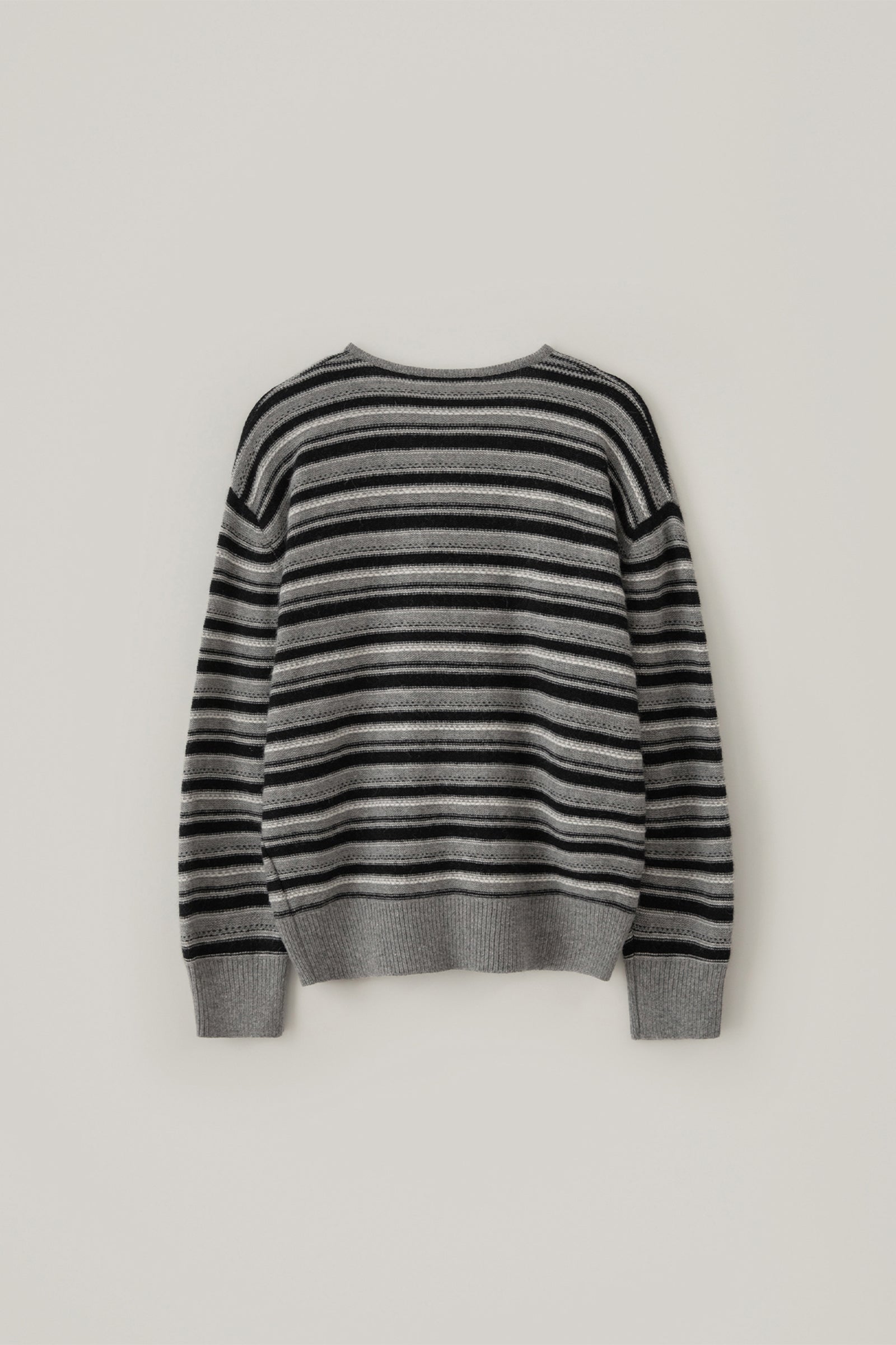 OSCAR STRIPE V-NECK KNIT_BLACK
