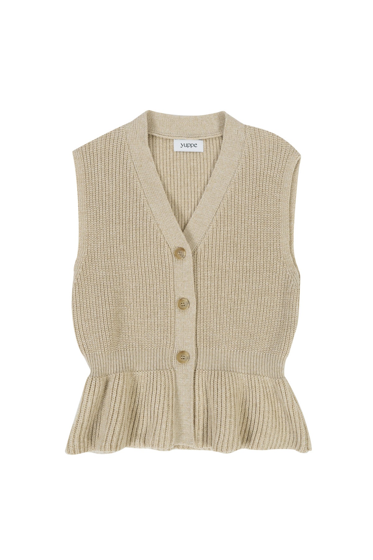 FLARE VEST CARDIGAN_BEIGE