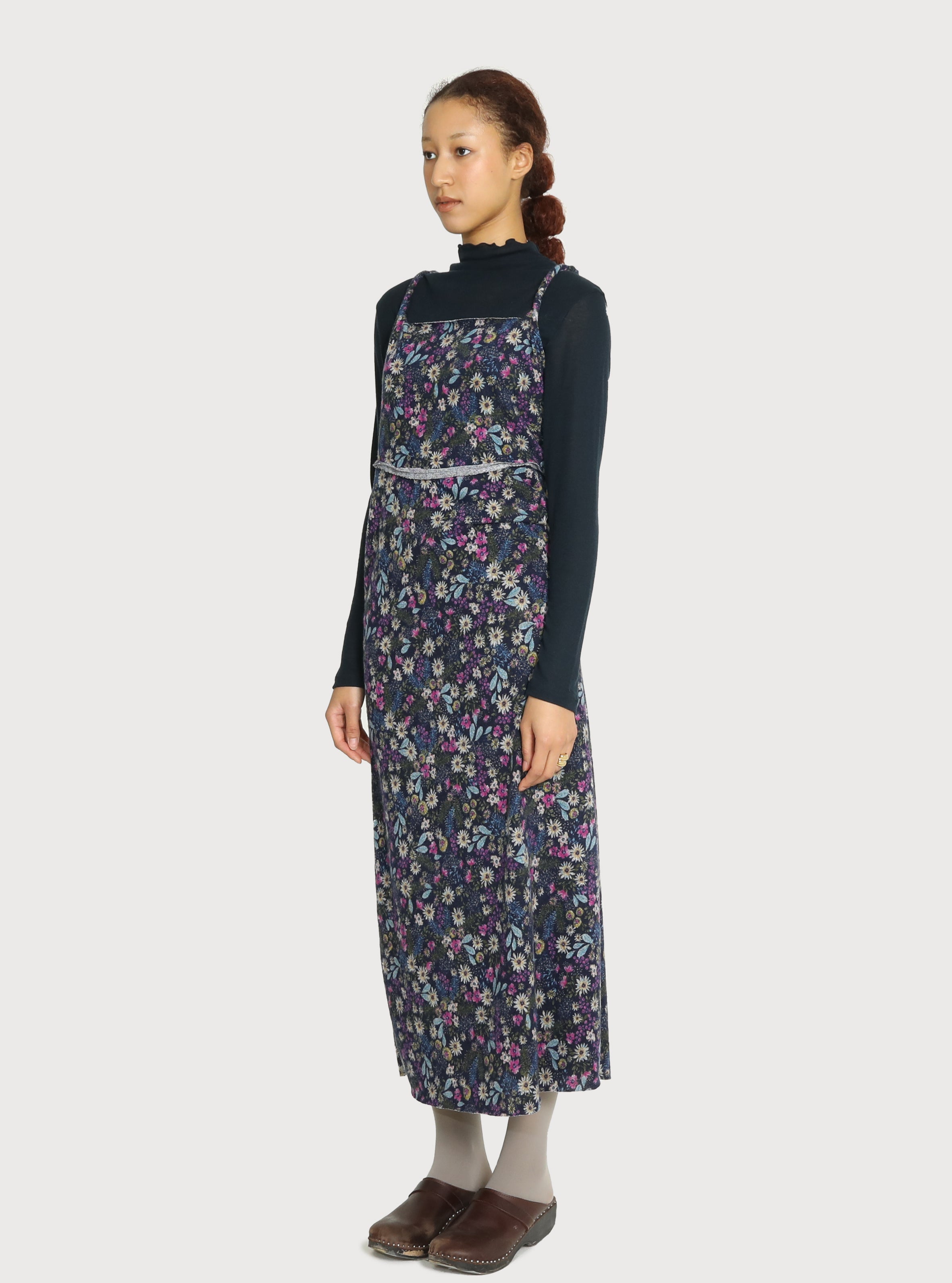 FLOWER PATTERN BRUSHED KNIT DRESS_BLEU MARINE