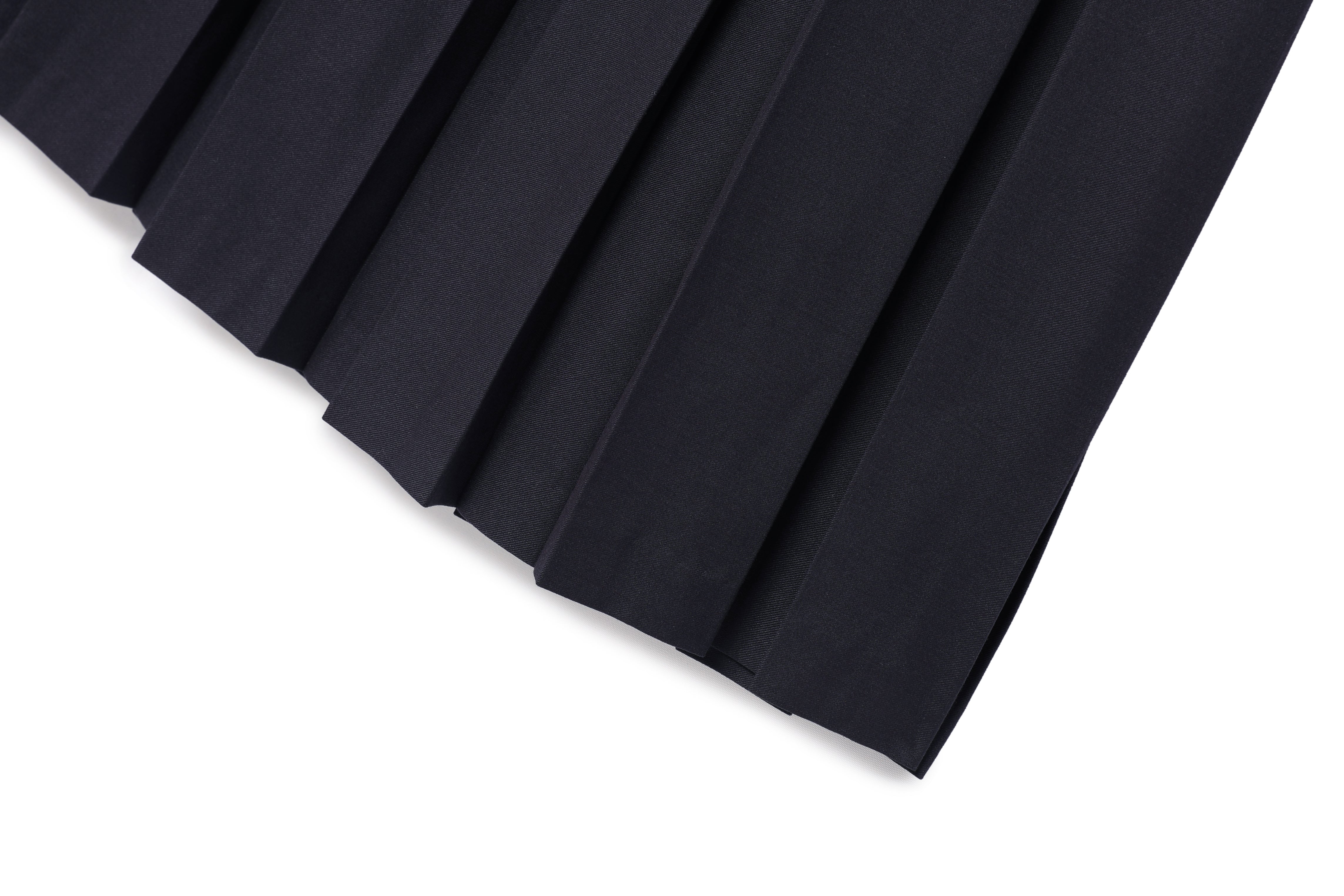 ROUND YORK WOOL PLEATED SKIRT_DARK NAVY