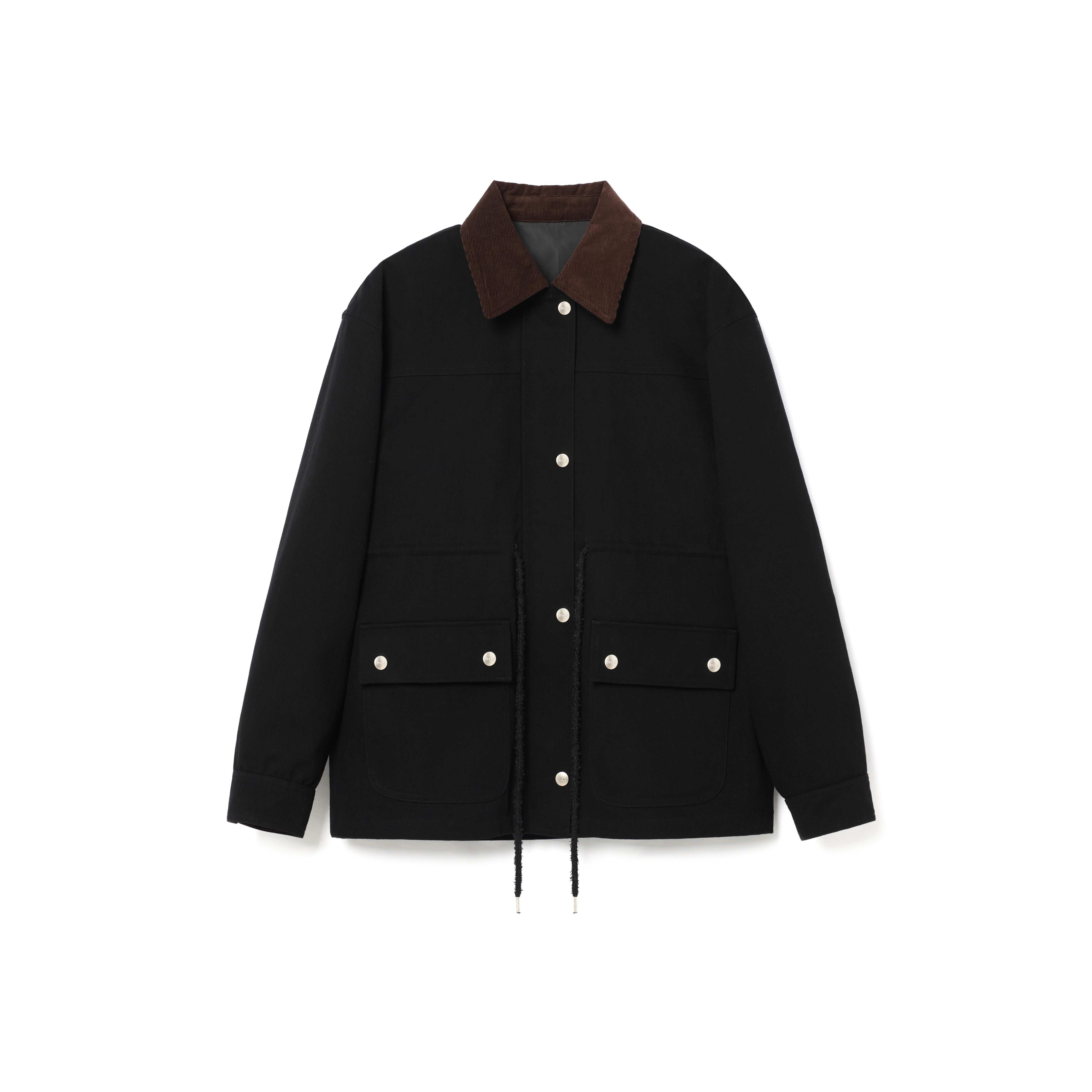 STRING COTTON TWILL FIELD JACKET_BLACK