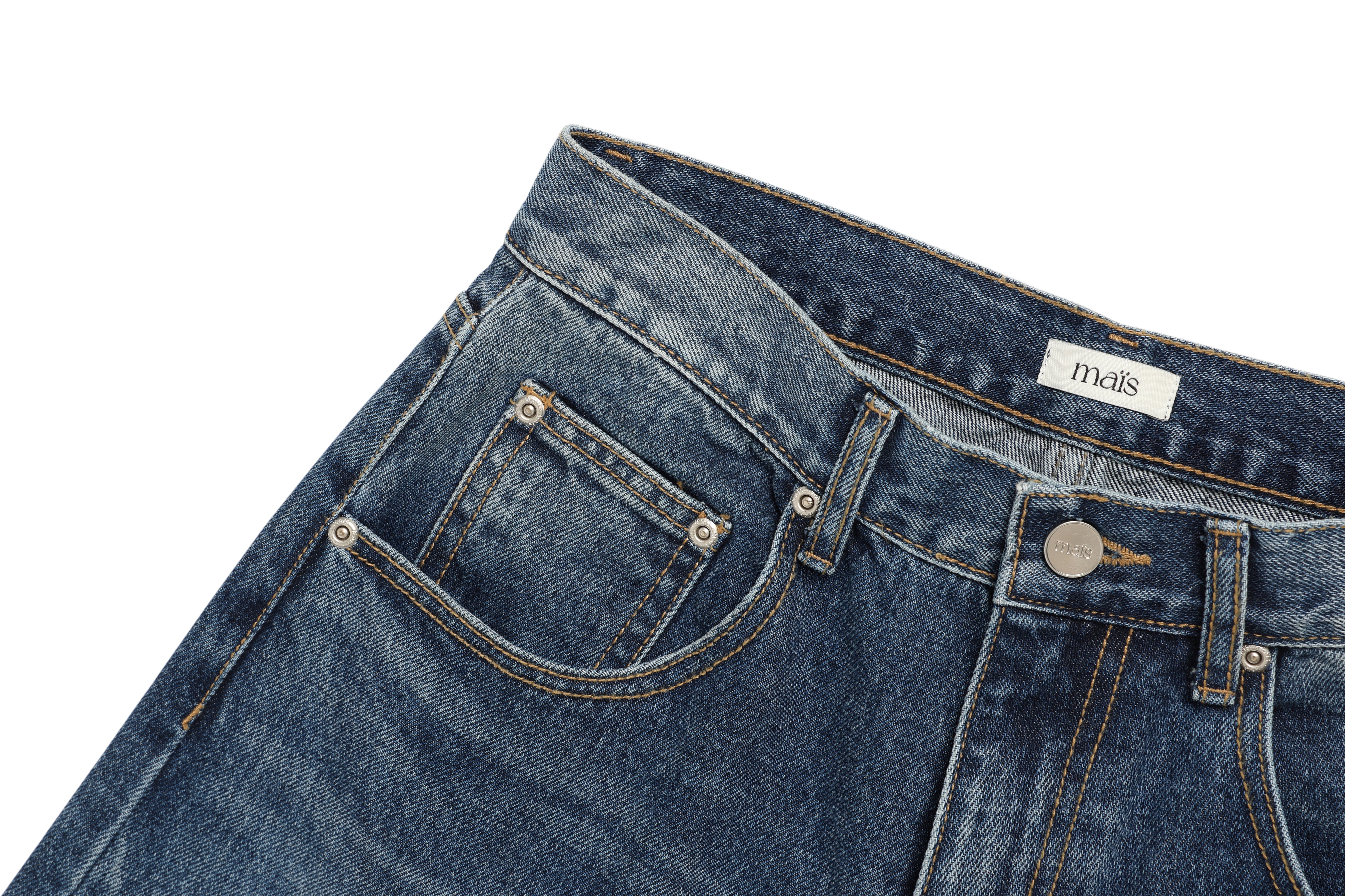 MAÏS, LONG PANTALON LARGE EN DENIM_BLEU