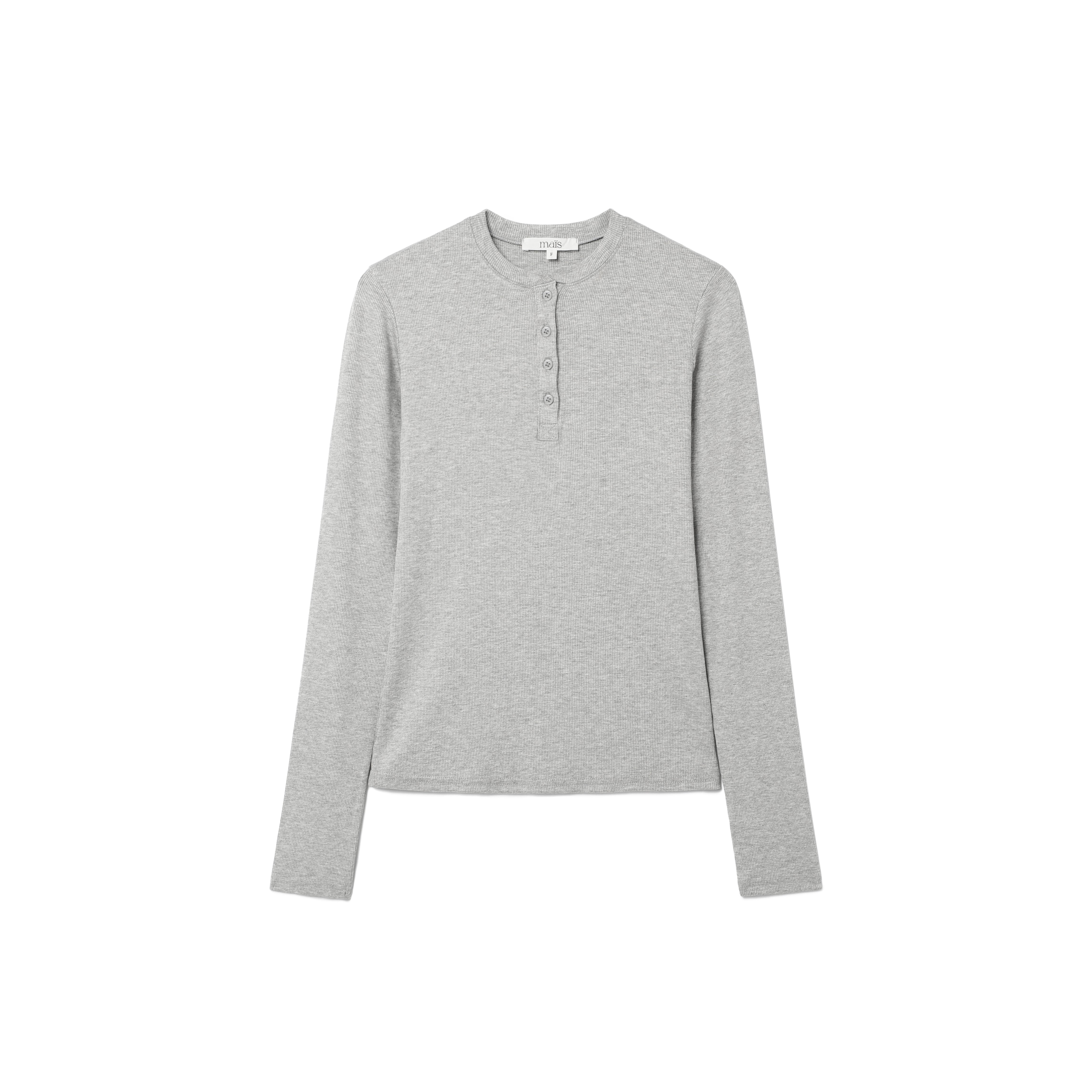 HENRY NECK LONG SLEEVE T-SHIRT_GREY