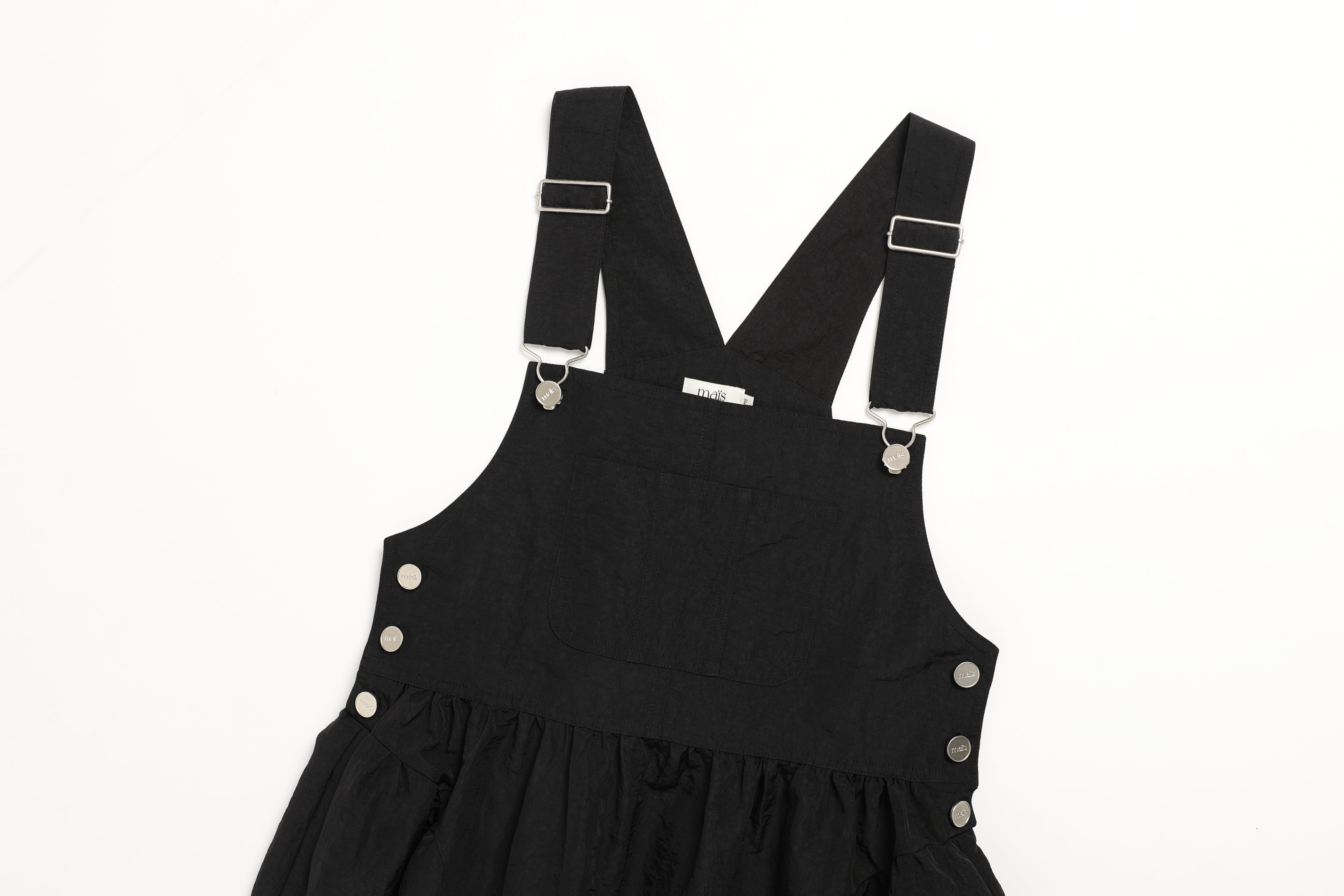 MAÏS, ROBE SALOPETTE BOUFFANTE EN NYLON_NOIR