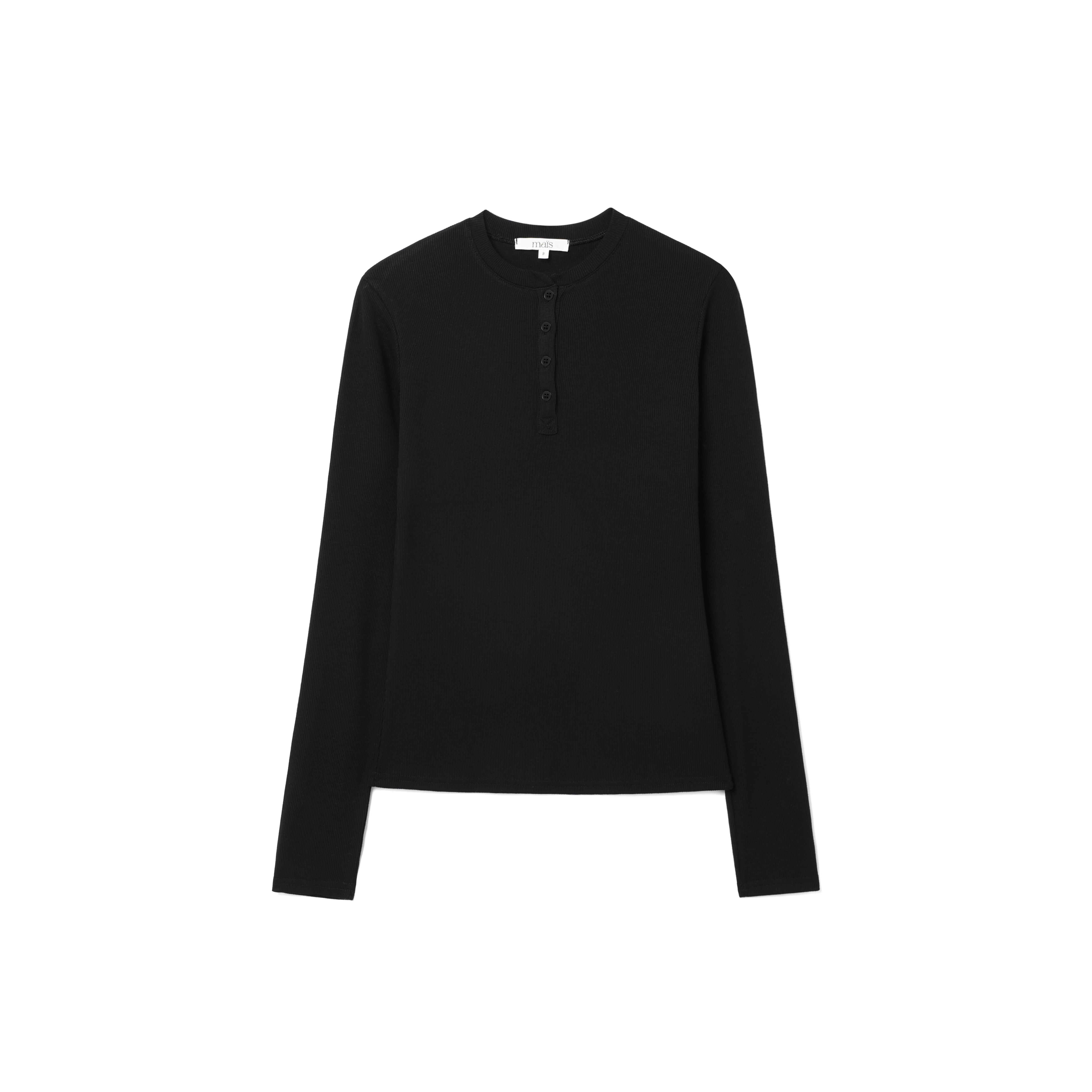 HENRY NECK LONG SLEEVE T-SHIRT_NOIR