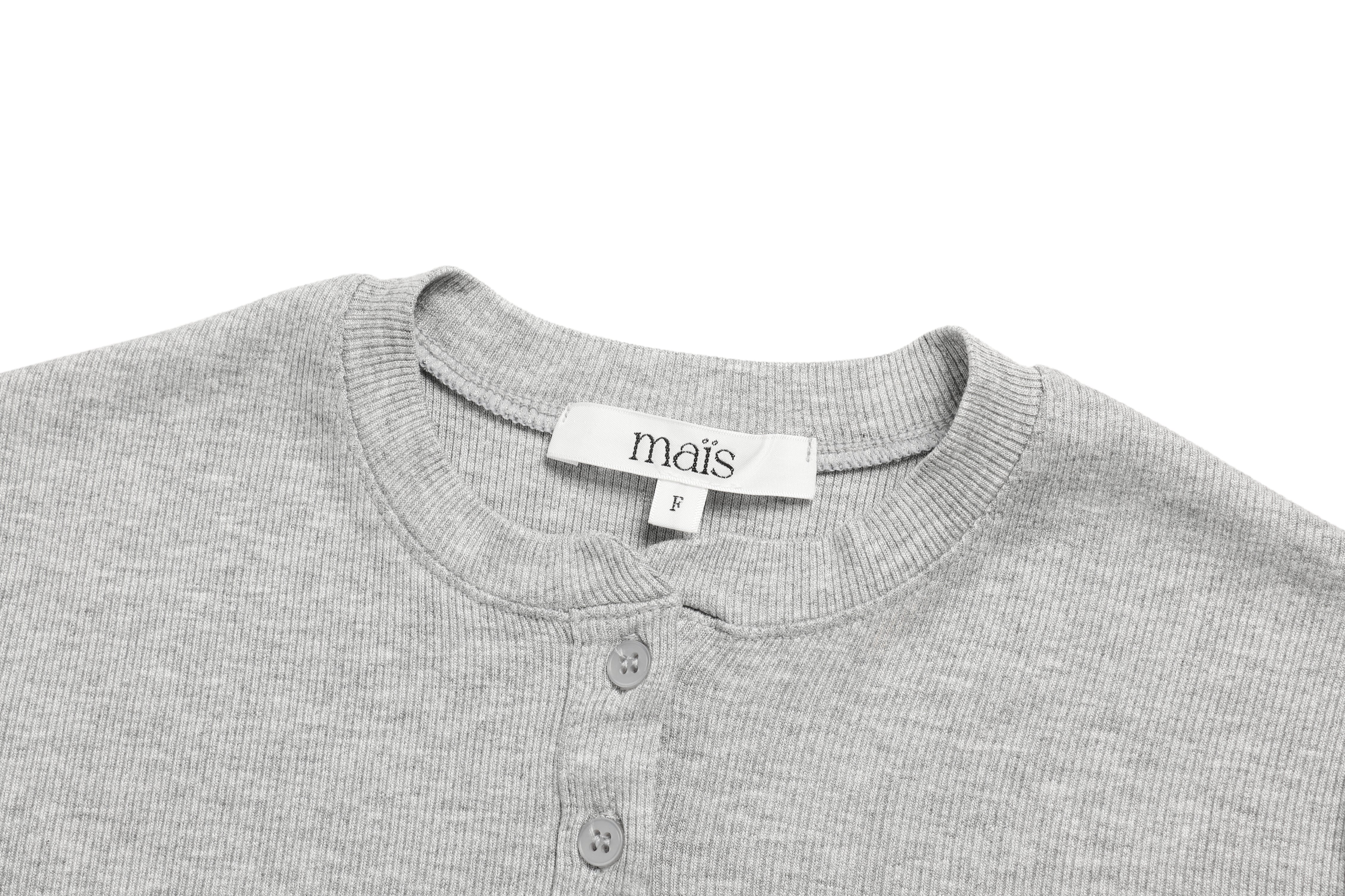 HENRY NECK LONG SLEEVE T-SHIRT_GREY