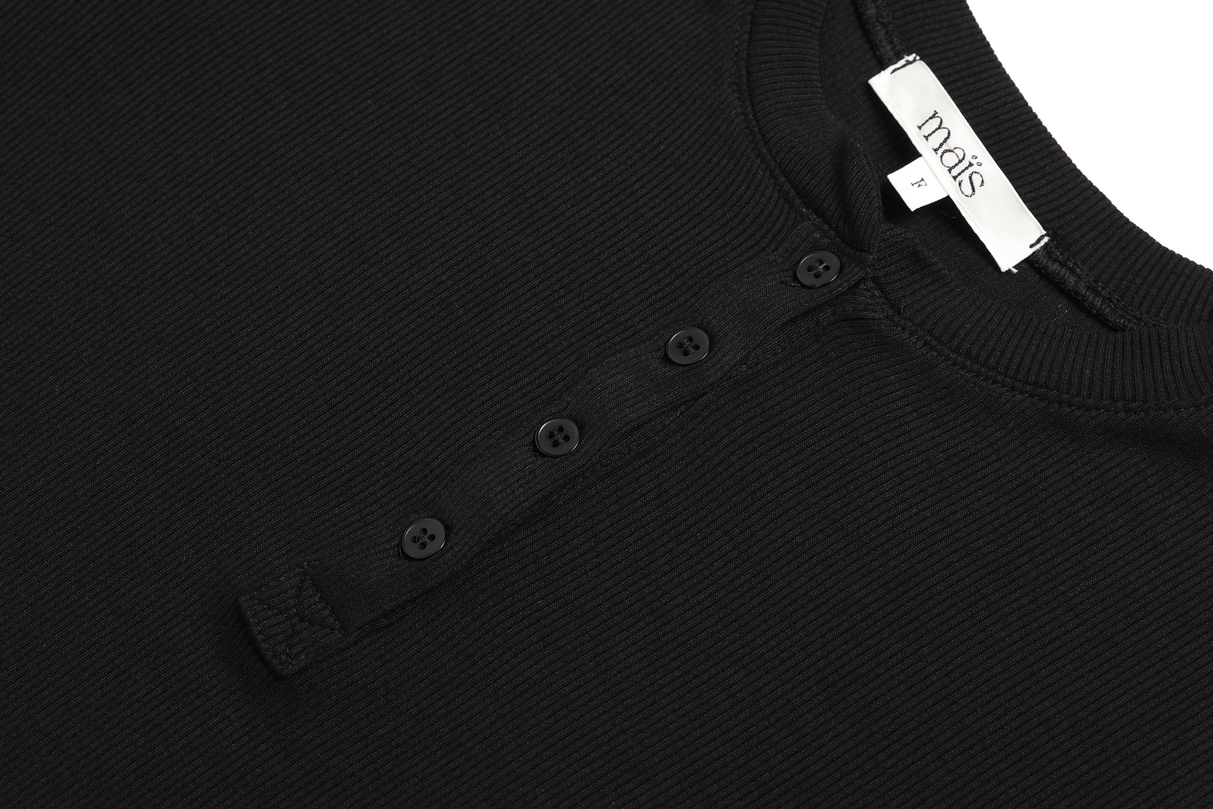 HENRY NECK LONG SLEEVE T-SHIRT_BLACK