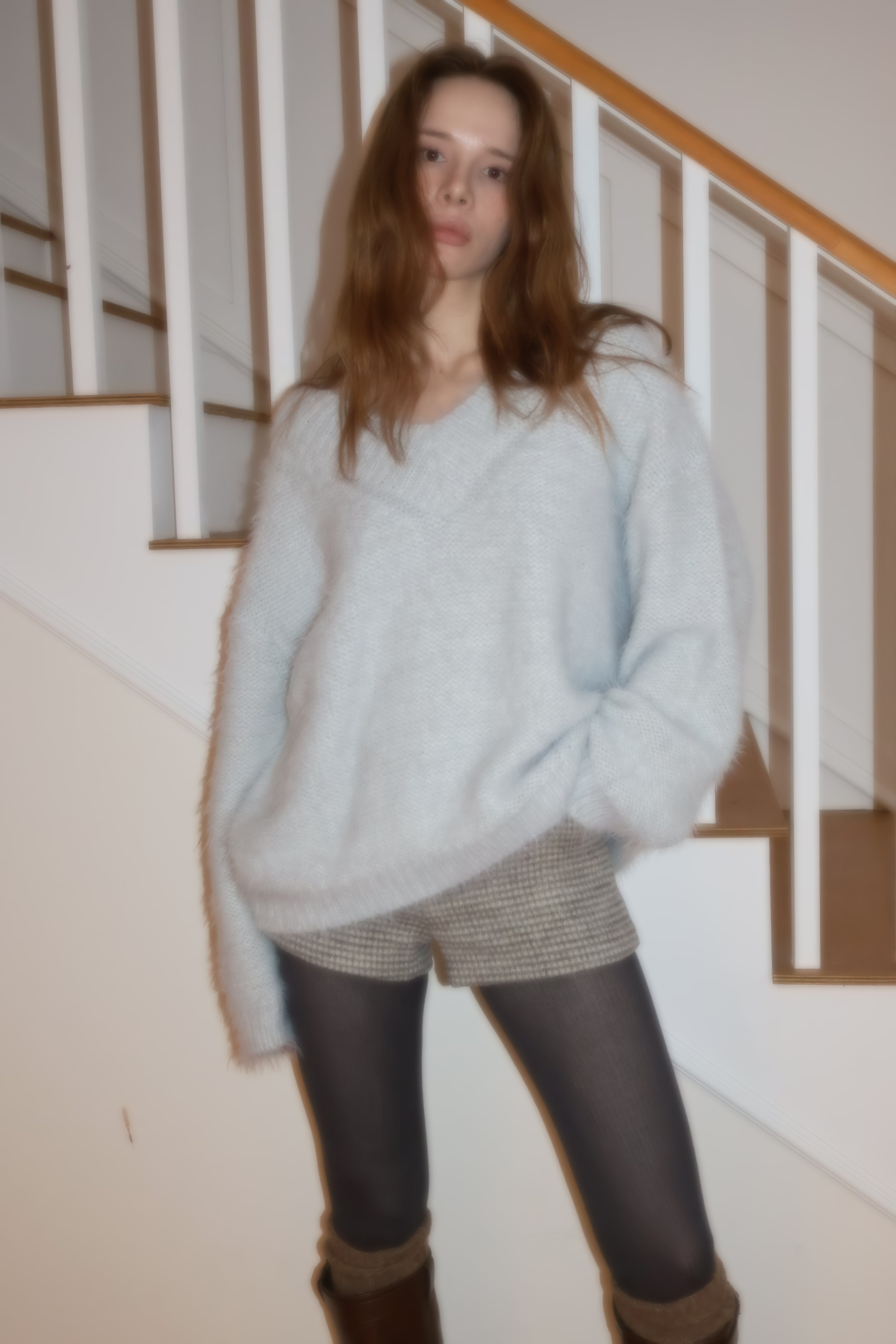 ANGEL V NECK KNIT_LIGHT GREY