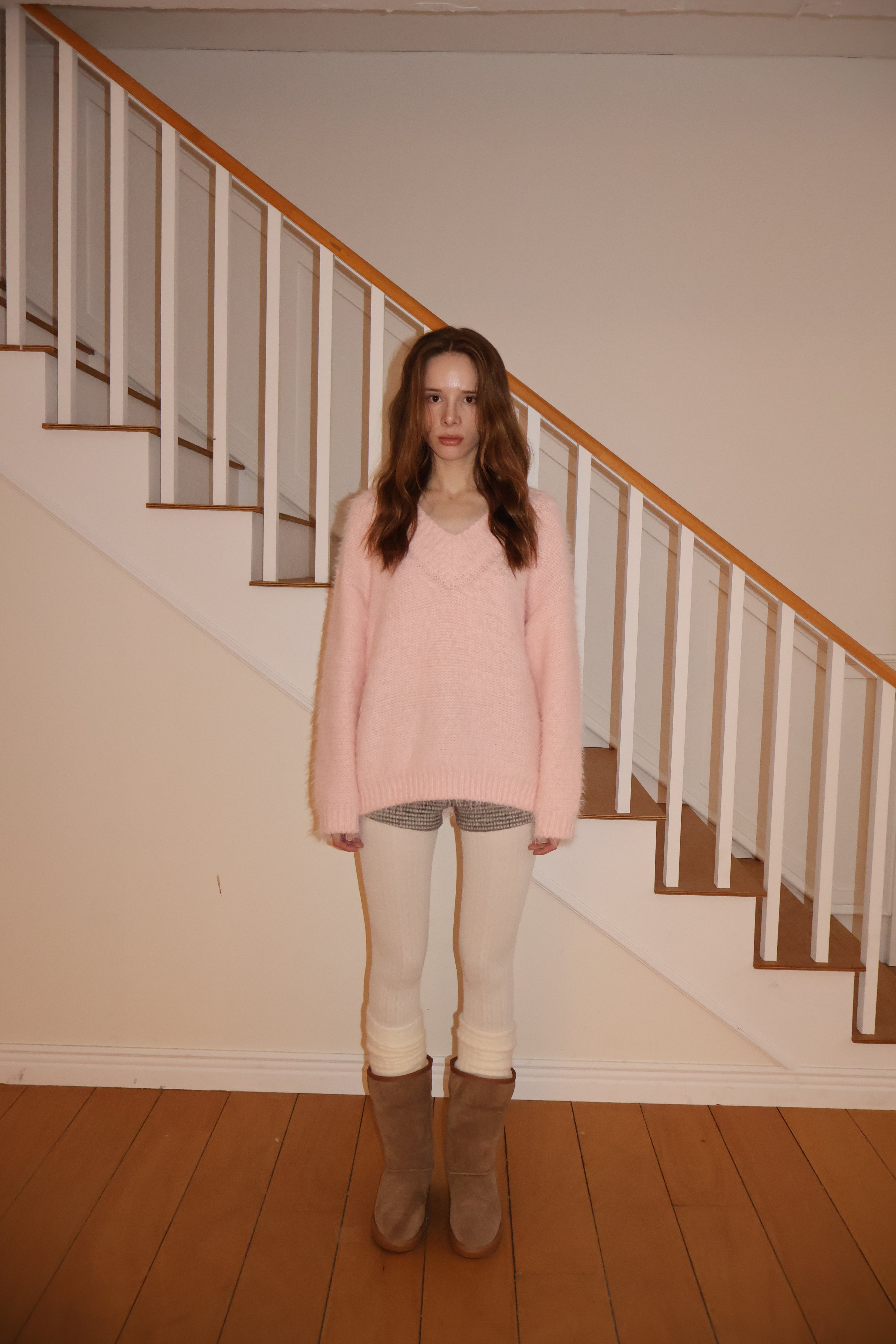 ANGEL V NECK KNIT_PINK