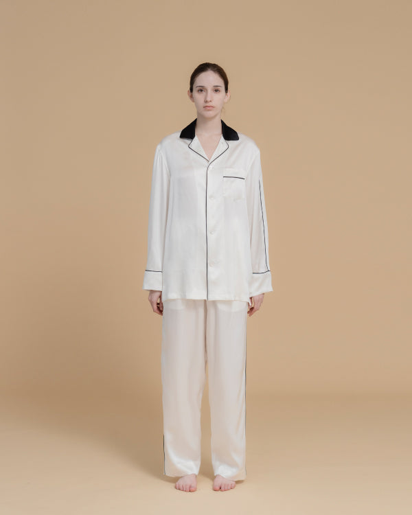 Ivory Whisper Silk Pajamas