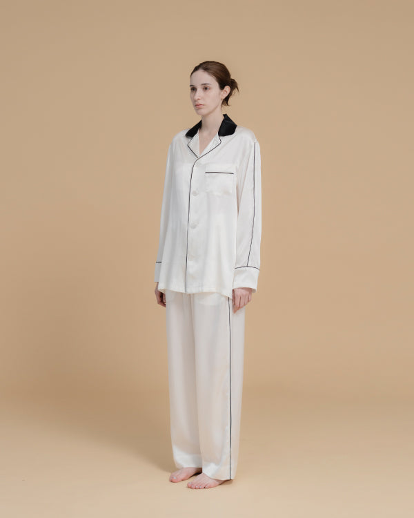 Ivory Whisper Silk Pajamas